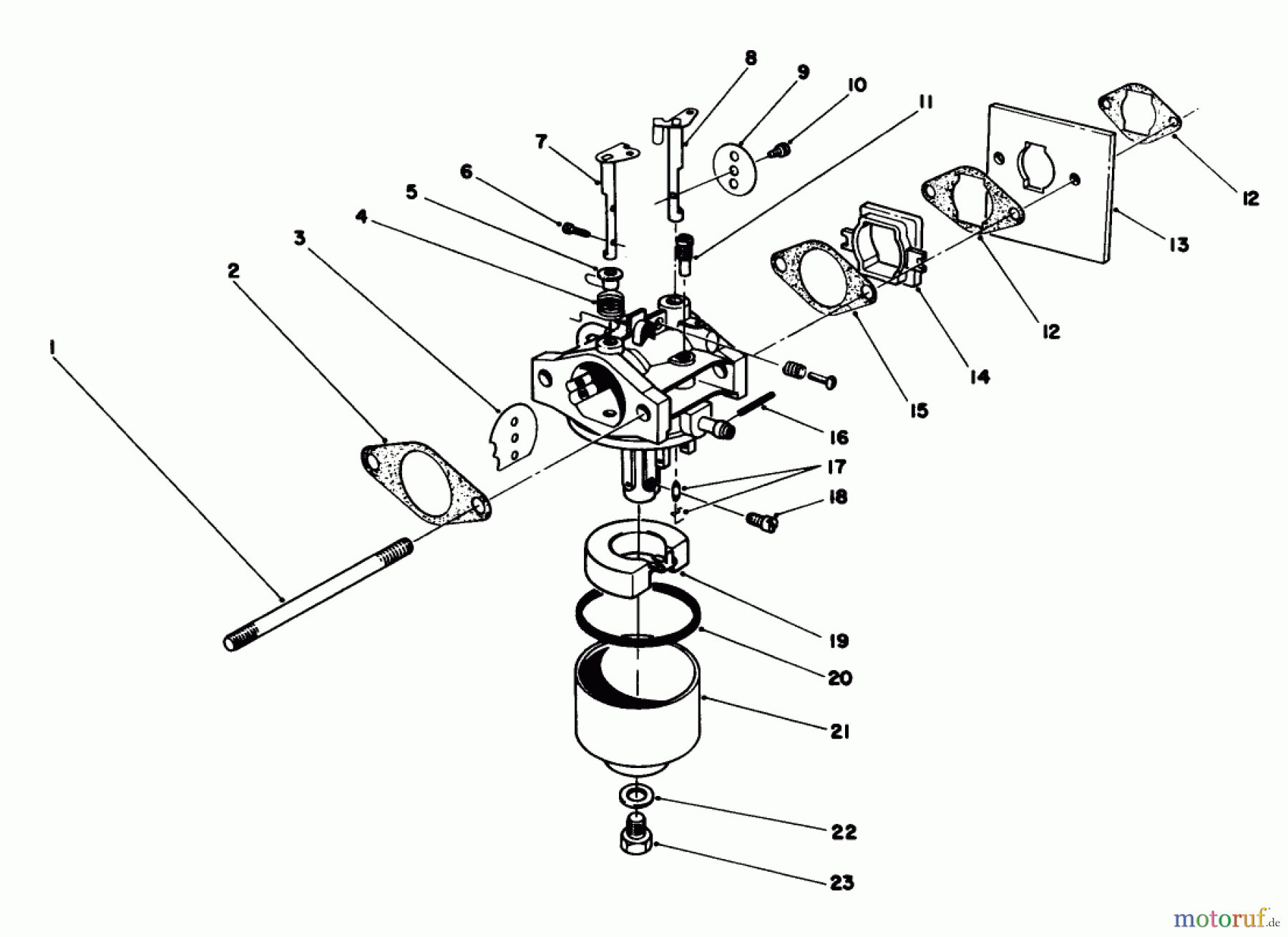  Toro Neu Mowers, Walk-Behind Seite 1 20747C - Toro Lawnmower, 1987 (7000001-7999999) CARBURETOR ASSEMBLY (MODEL NO. 47PG6)