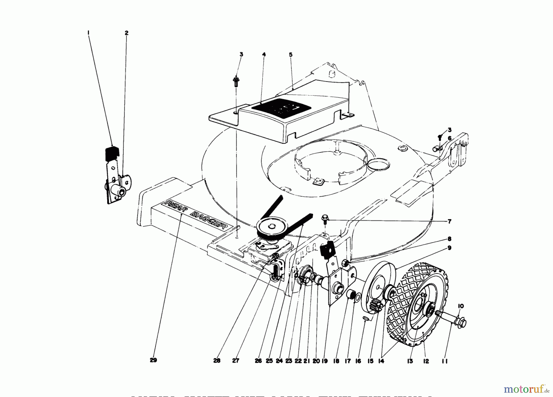 Toro Neu Mowers, Walk-Behind Seite 1 20750 - Toro Lawnmower, 1978 (8000001-8999999) FRONT WHEEL AND PIVOT ARM ASSEMBLY