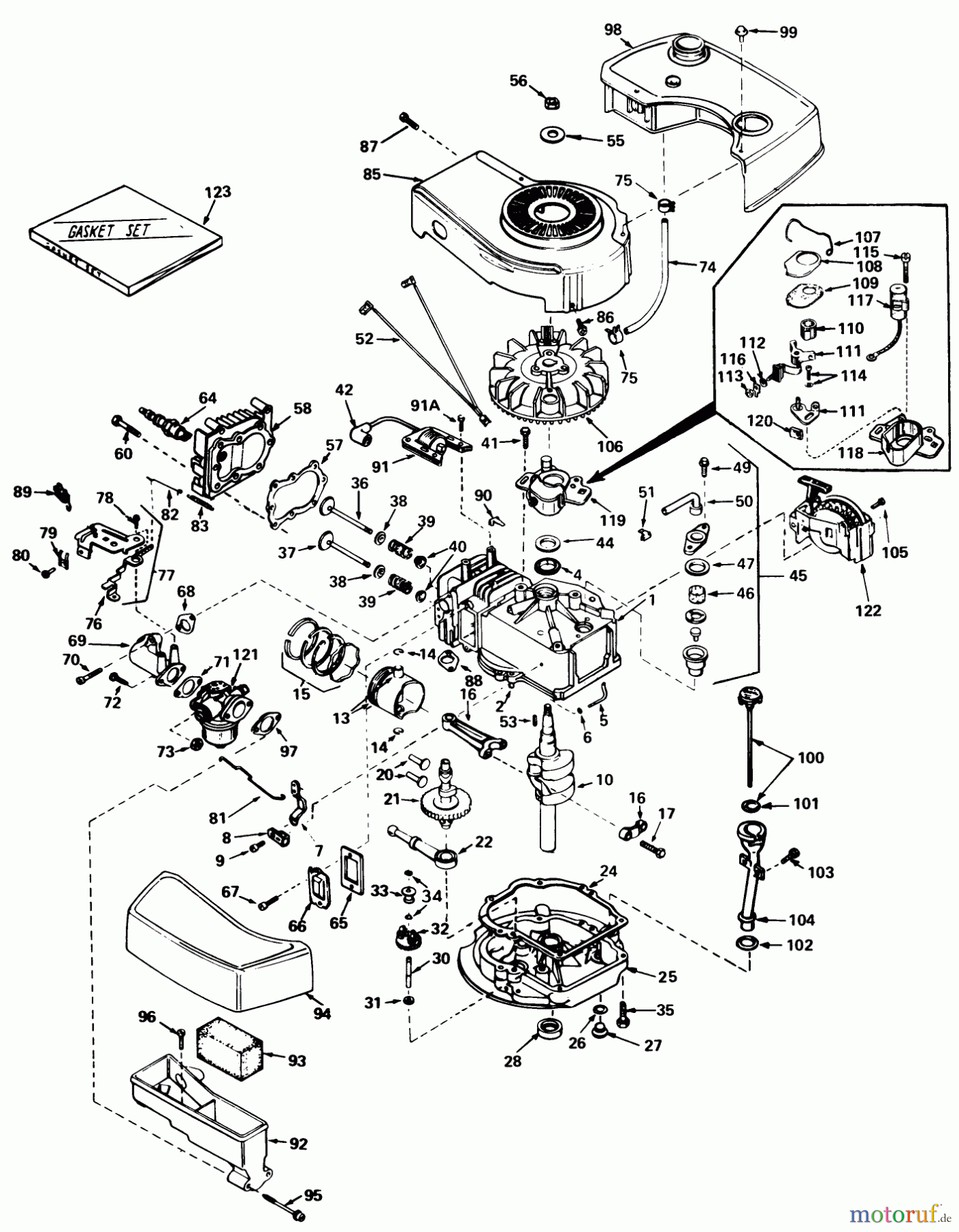  Toro Neu Mowers, Walk-Behind Seite 1 20752 - Toro Lawnmower, 1979 (9000001-9999999) ENGINE TECUMSEH MODEL NO. TNT 100-10059C
