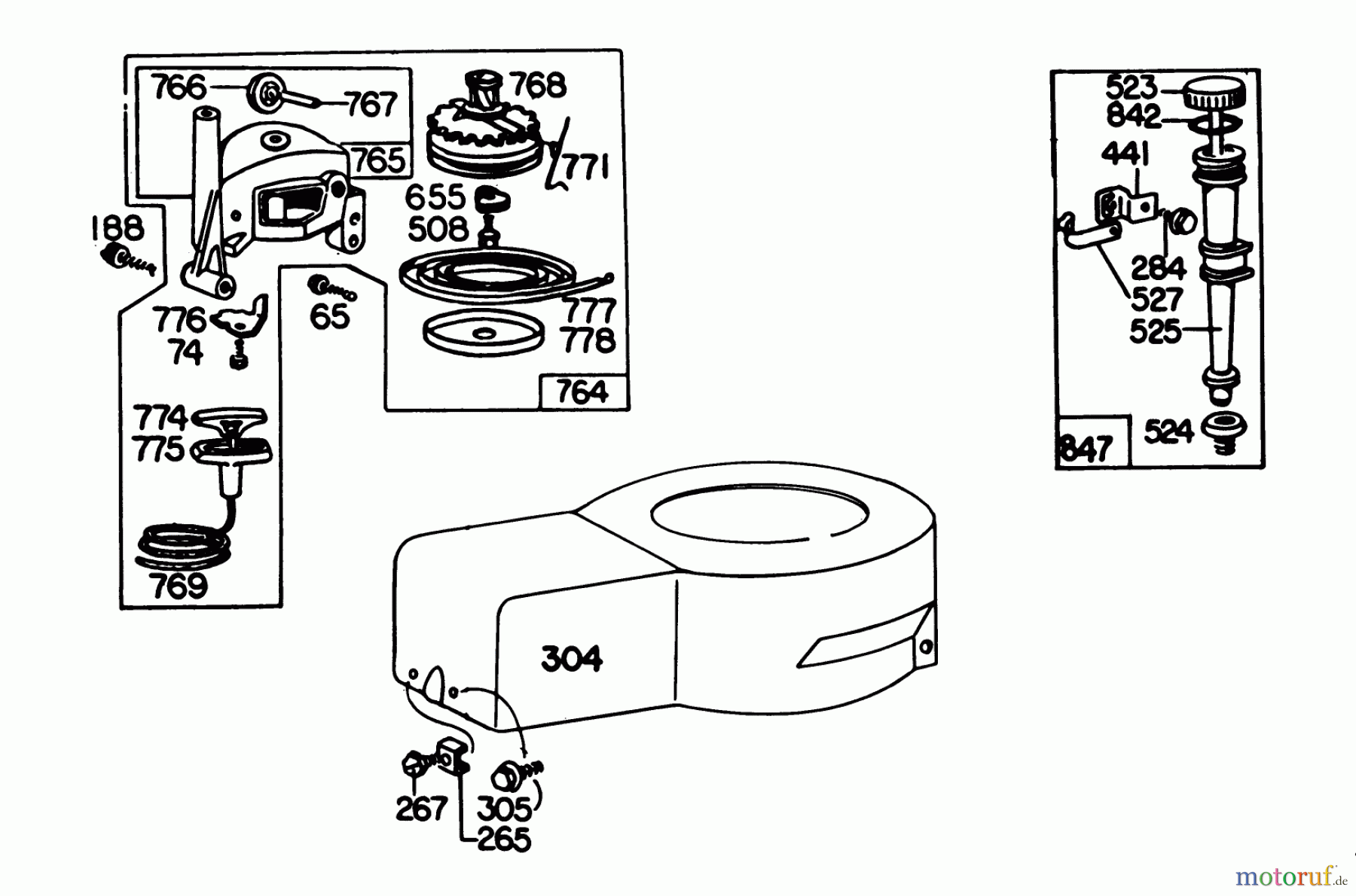 Toro Neu Mowers, Walk-Behind Seite 1 20755 - Toro Lawnmower, 1979 (9000001-9999999) STARTER & SHROUD ASSEMBLY MODEL 92908-1956-01
