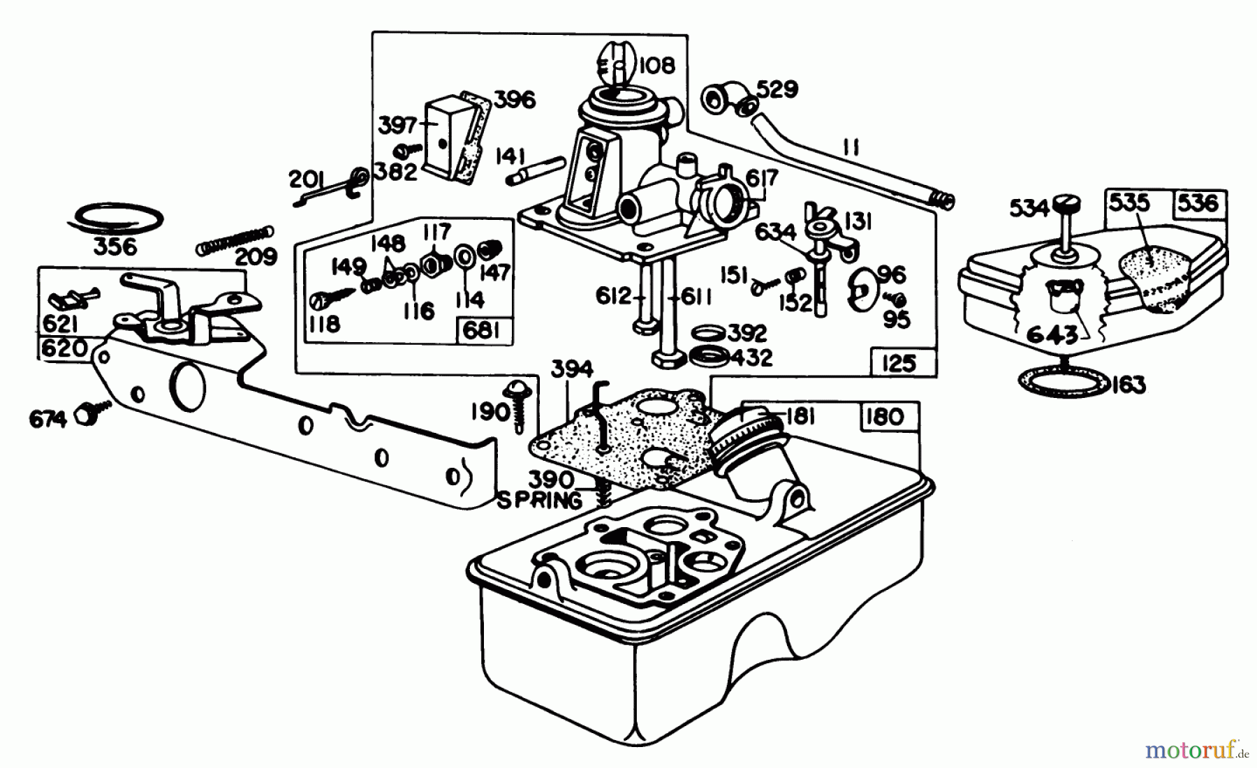 Toro Neu Mowers, Walk-Behind Seite 1 20755 - Toro Lawnmower, 1981 (1000001-1999999) CARBURETOR ASSEMBLY MODEL 92908-1956-01