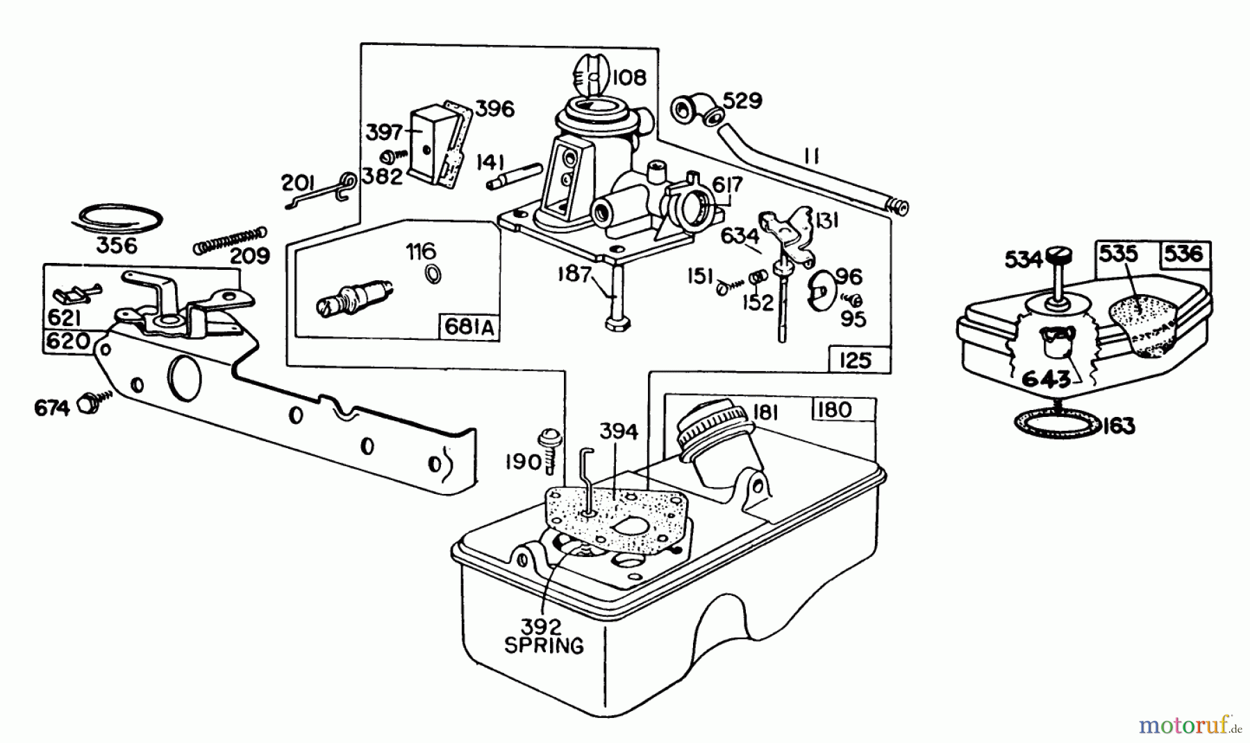 Toro Neu Mowers, Walk-Behind Seite 1 20755 - Toro Lawnmower, 1981 (1000001-1999999) CARBURETOR ASSEMBLY MODEL 93508-0192-01