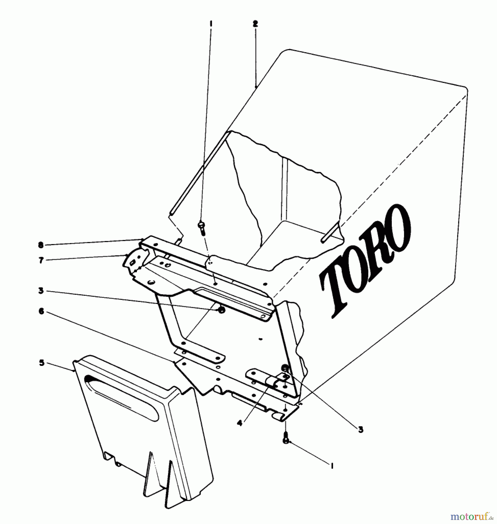 Toro Neu Mowers, Walk-Behind Seite 1 20755 - Toro Lawnmower, 1981 (1000001-1999999) GRASS BAG ASSEMBLY