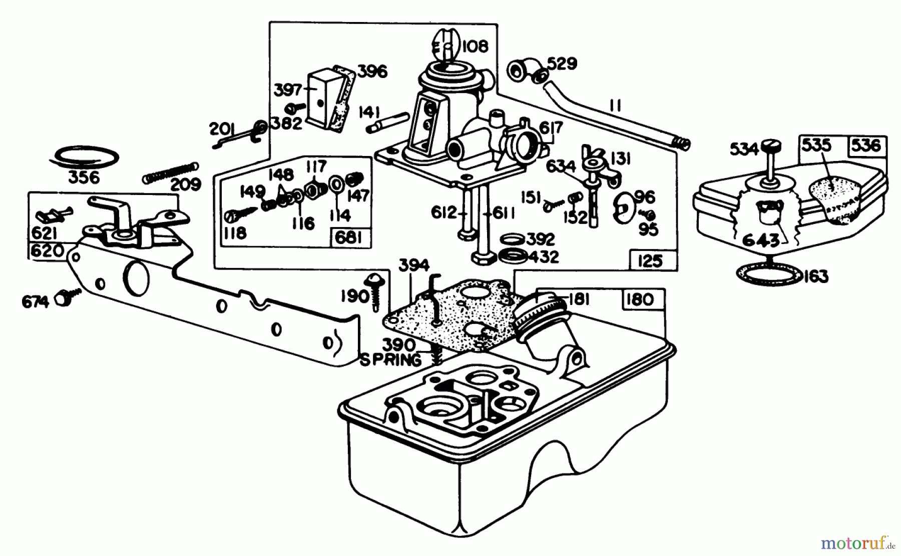  Toro Neu Mowers, Walk-Behind Seite 1 20755 - Toro Lawnmower, 1982 (2000001-2999999) CARBURETOR ASSEMBLY MODEL 92908-1956-01