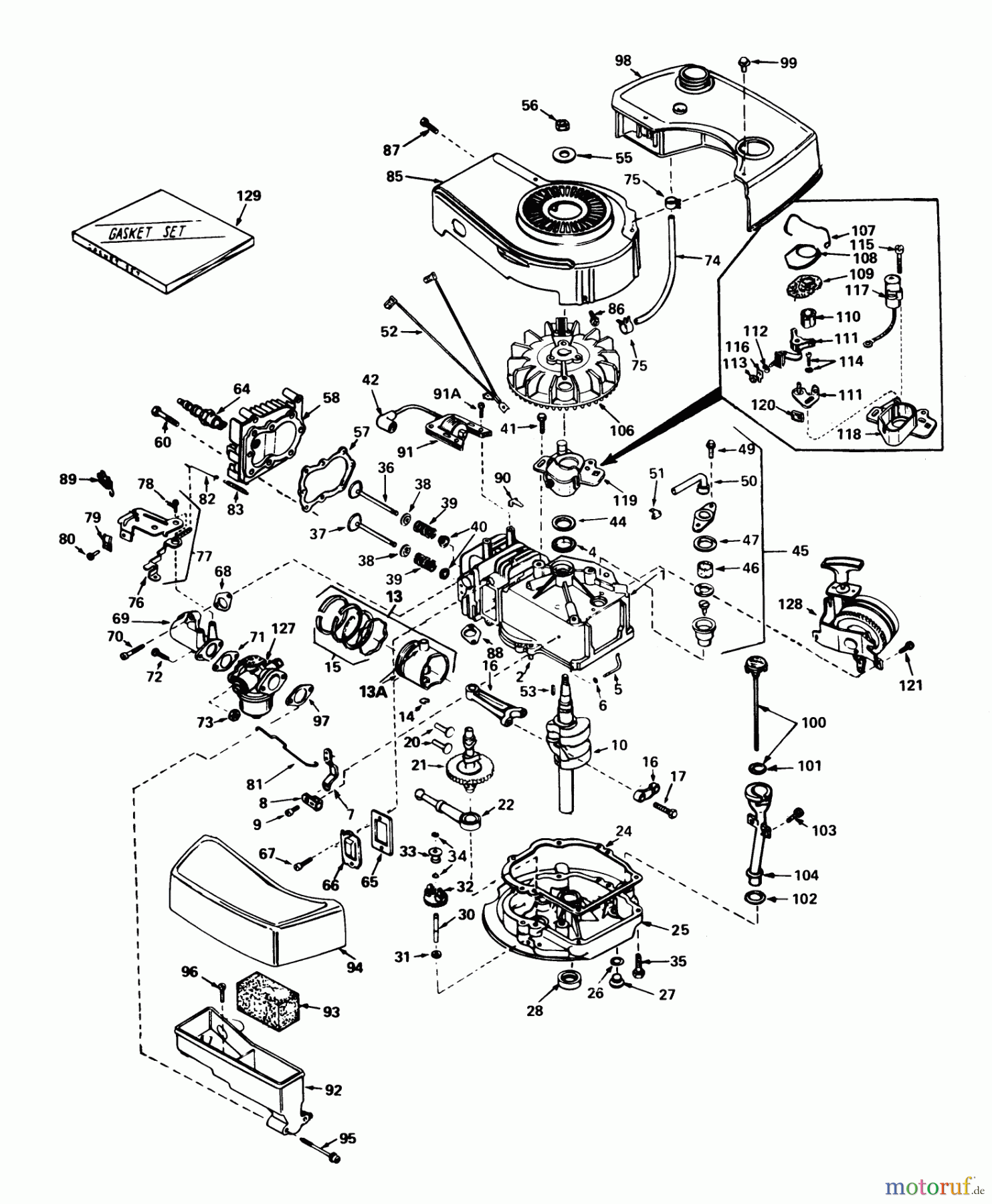 Toro Neu Mowers, Walk-Behind Seite 1 20758 - Toro Lawnmower, 1980 (0000001-0999999) ENGINE TECUMSEH MODEL NO. TNT 100-10068C