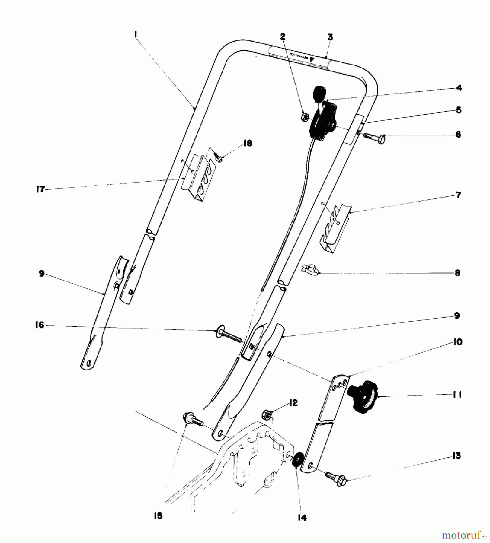  Toro Neu Mowers, Walk-Behind Seite 1 20758 - Toro Lawnmower, 1981 (1000001-1999999) HANDLE ASSEMBLY