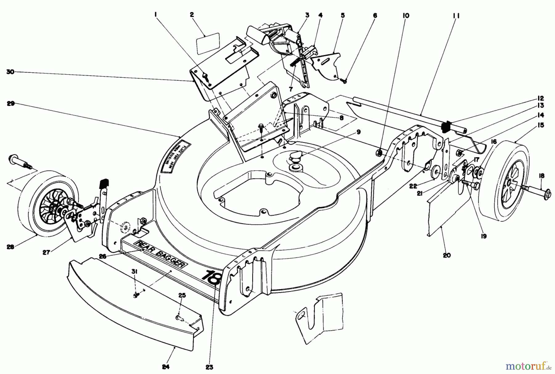 Toro Neu Mowers, Walk-Behind Seite 1 20772 - Toro Lawnmower, 1979 (9000001-9999999) HOUSING ASSEMBLY