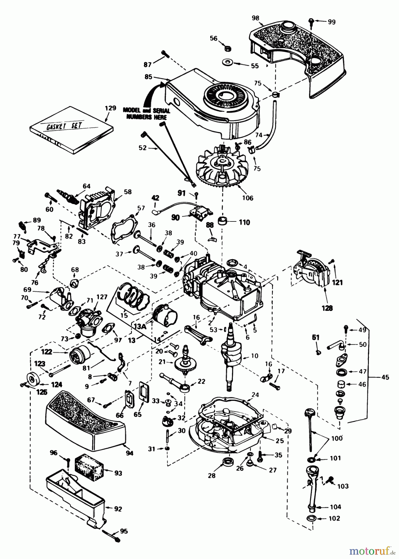 Toro Neu Mowers, Walk-Behind Seite 1 20773 - Toro Lawnmower, 1983 (3000001-3999999) ENGINE TECUMSEH MODEL NO. TNT100-10083E