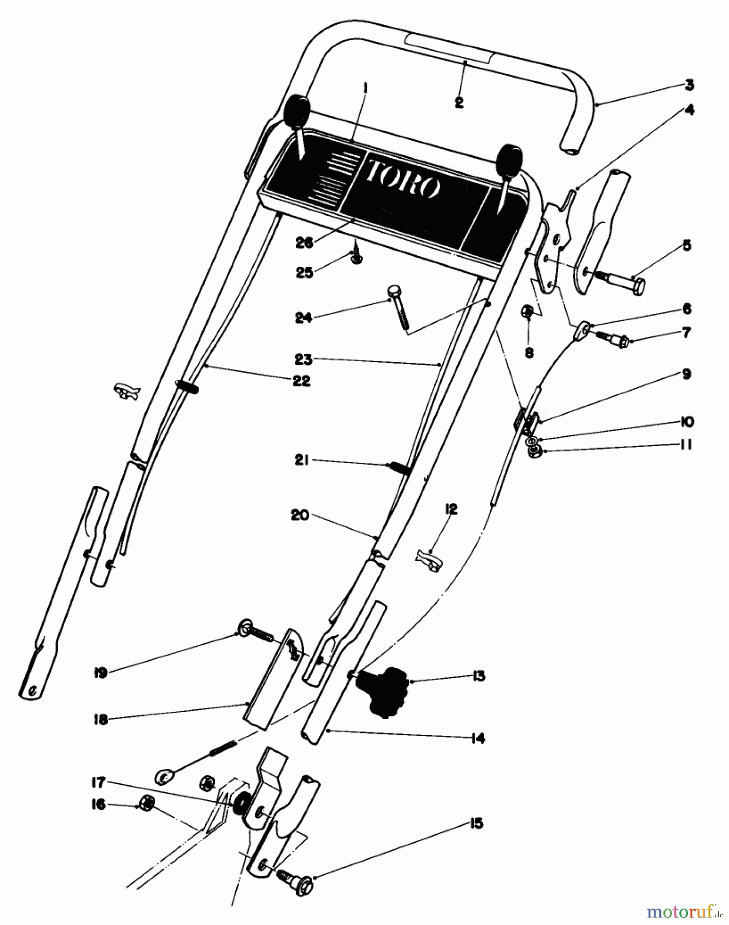  Toro Neu Mowers, Walk-Behind Seite 1 20775 - Toro Lawnmower, 1979 (9000001-9999999) HANDLE ASSEMBLY