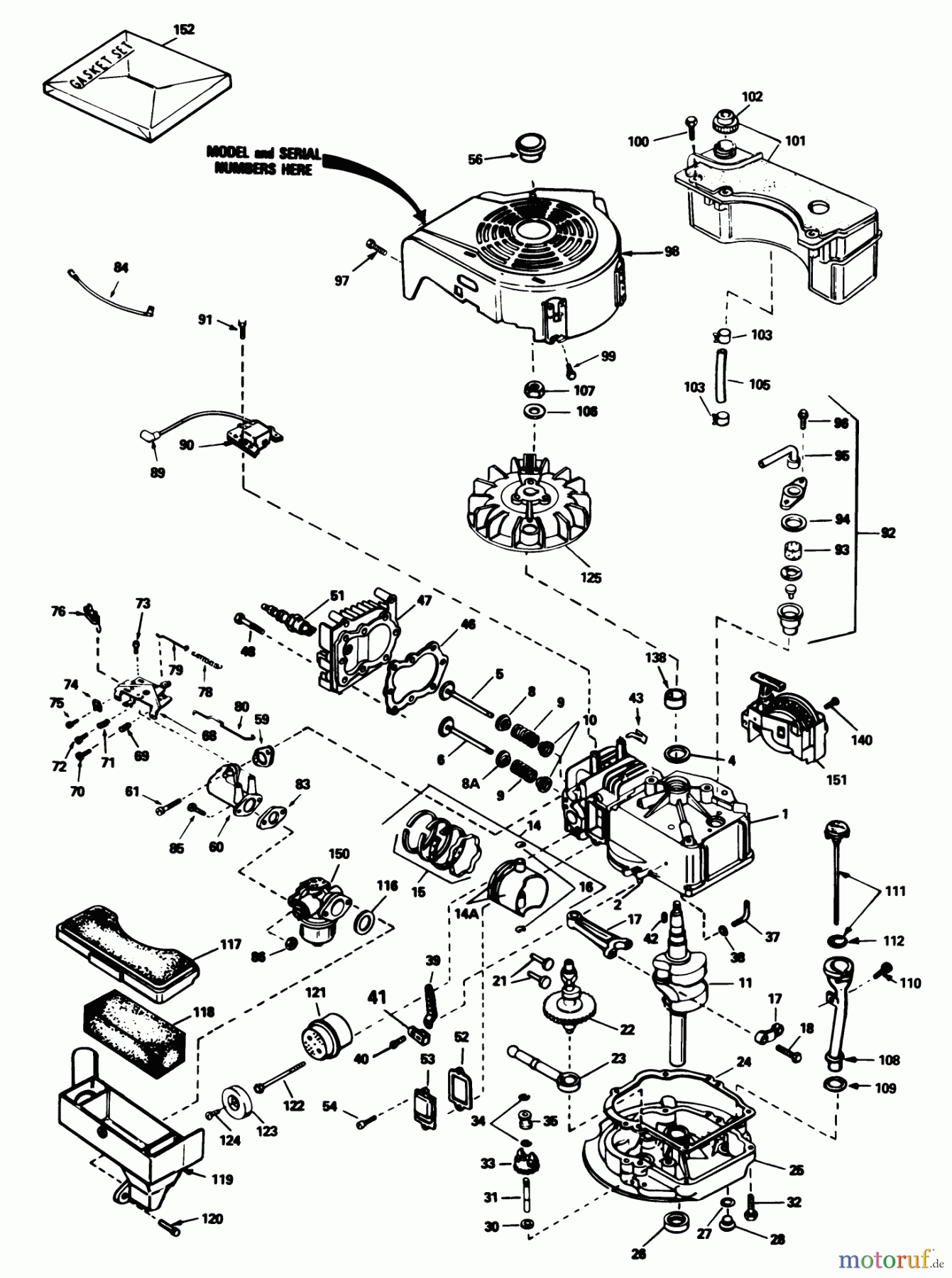Toro Neu Mowers, Walk-Behind Seite 1 20782C - Toro Lawnmower, 1986 (6000001-6999999) ENGINE TECUMSEH MODEL NO. TVS-100-44003