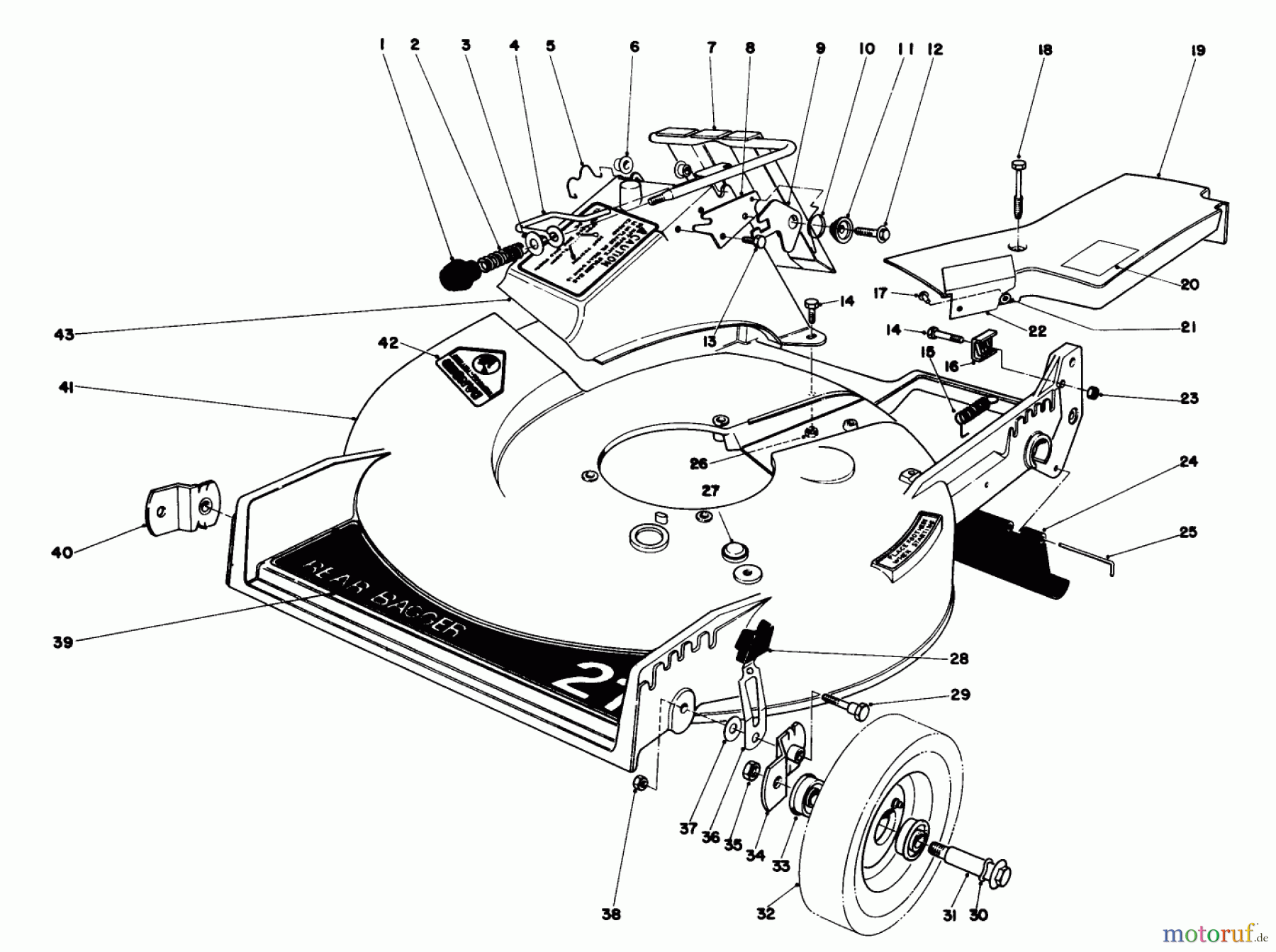 Toro Neu Mowers, Walk-Behind Seite 1 20785 - Toro Lawnmower, 1981 (1000001-1999999) HOUSING ASSEMBLY
