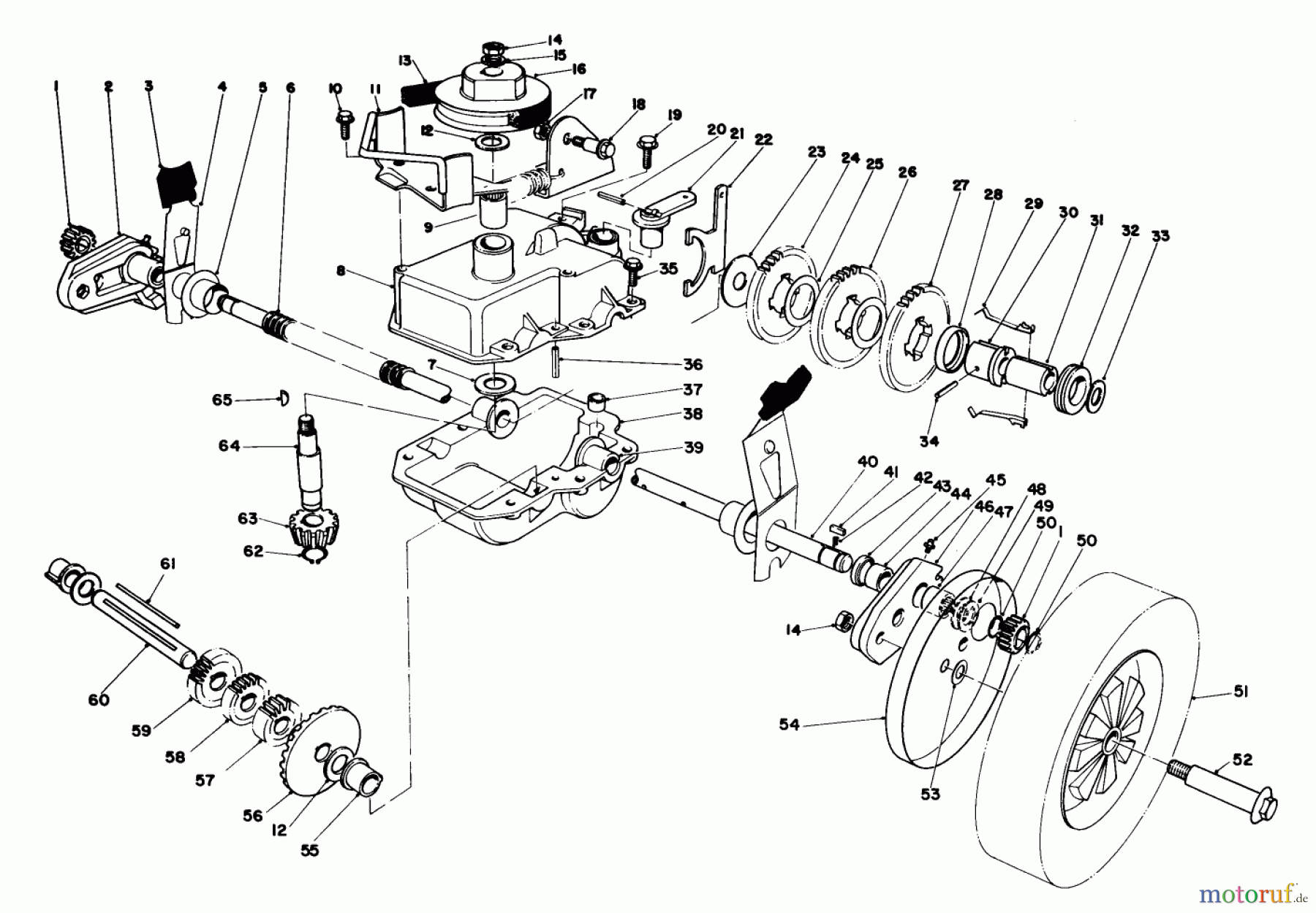  Toro Neu Mowers, Walk-Behind Seite 1 20810 - Toro Lawnmower, 1982 (2000001-2999999) GEAR CASE ASSEMBLY