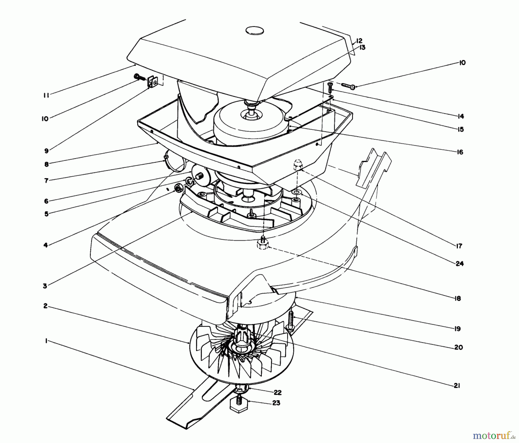  Toro Neu Mowers, Walk-Behind Seite 1 20825 - Toro Electric Lawnmower, 1981 (1000001-1999999) MOTOR AND SHROUD ASSEMBLY