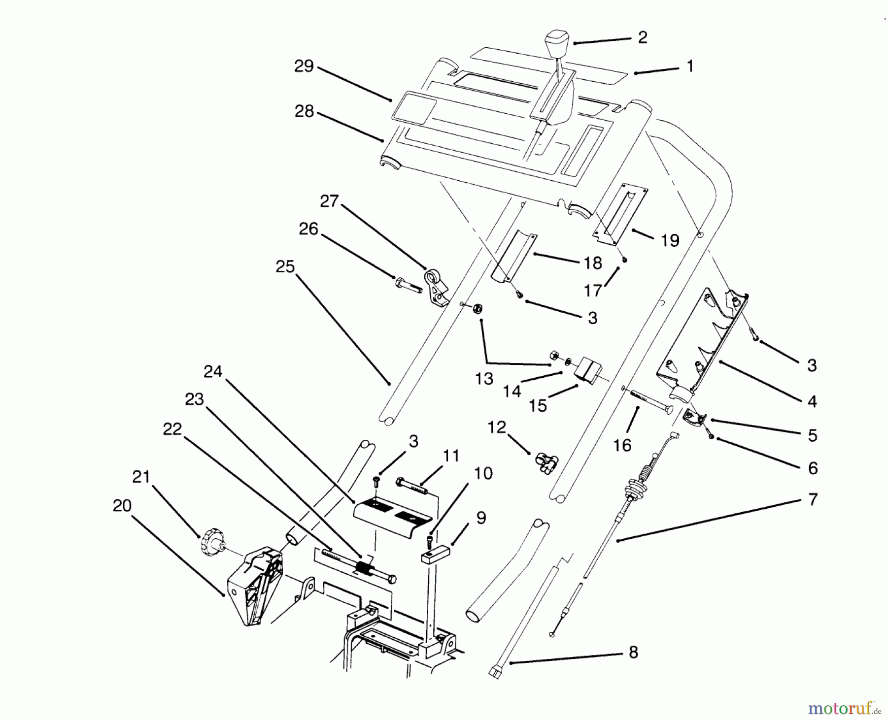  Toro Neu Mowers, Walk-Behind Seite 2 21011BC - Toro Lawnmower, 1995 (5900001-5999999) HANDLE ASSEMBLY