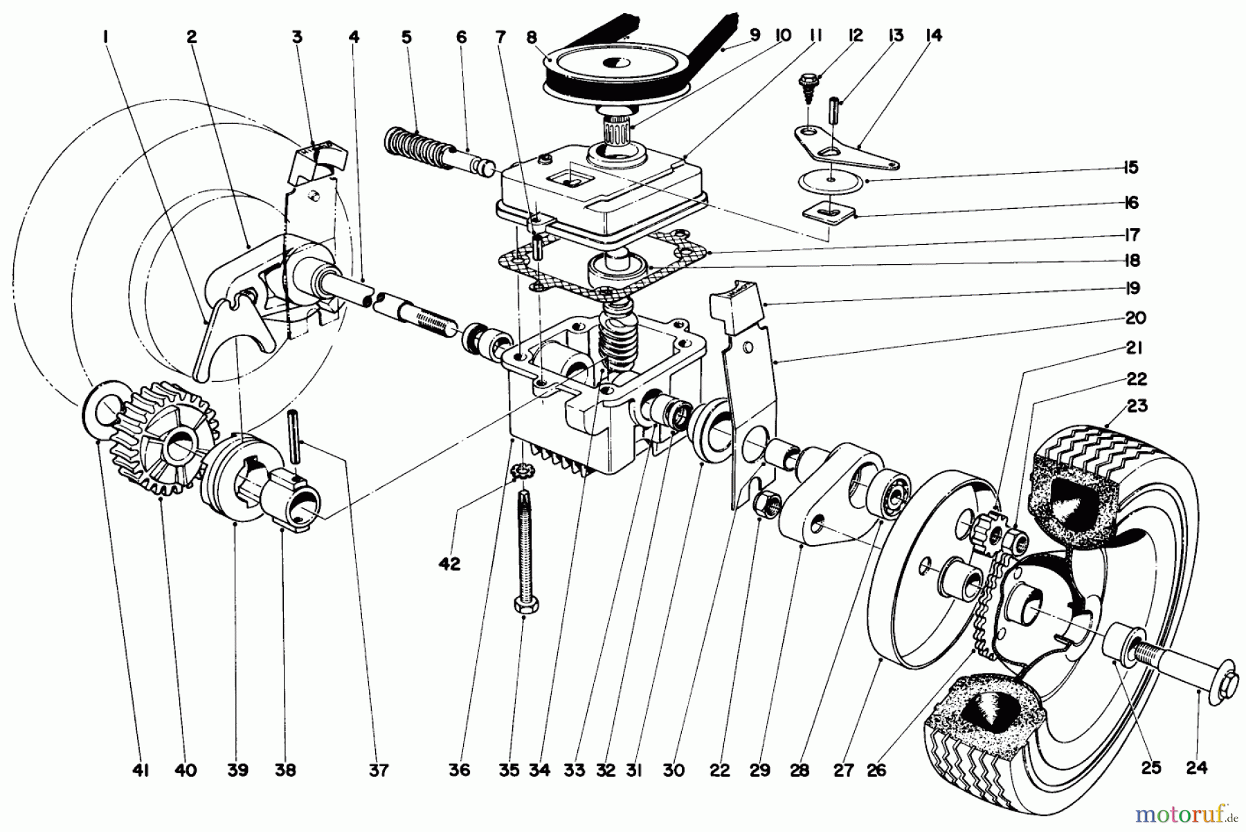  Toro Neu Mowers, Walk-Behind Seite 2 21100 - Toro Whirlwind Lawnmower, 1968 (8000001-8999999) FRONT AXLE & GEAR CASE ASSEMBLY