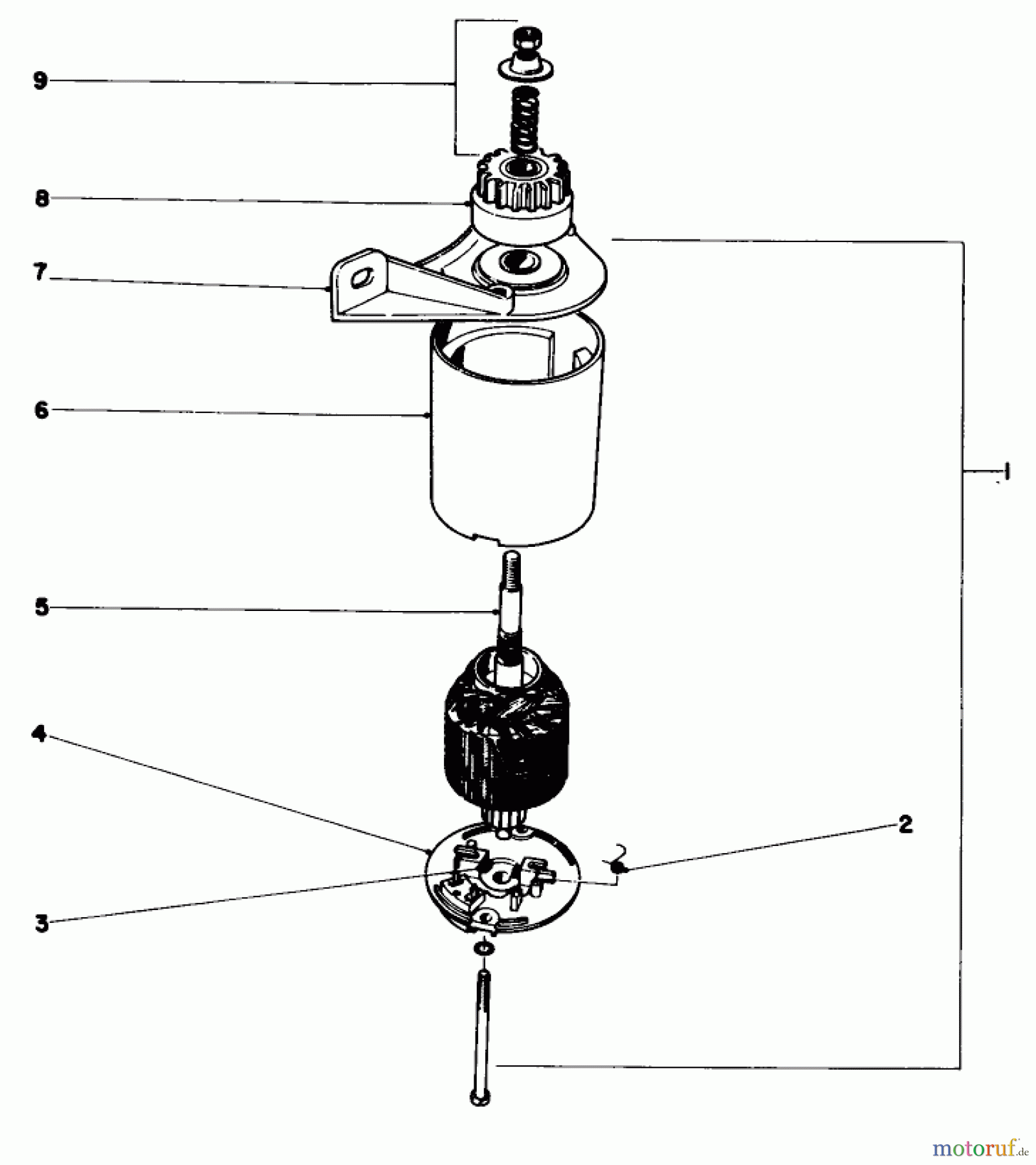  Toro Neu Mowers, Walk-Behind Seite 2 21104 - Toro Whirlwind Lawnmower, 1970 (0000001-0999999) STARTER MOTOR AND PINION