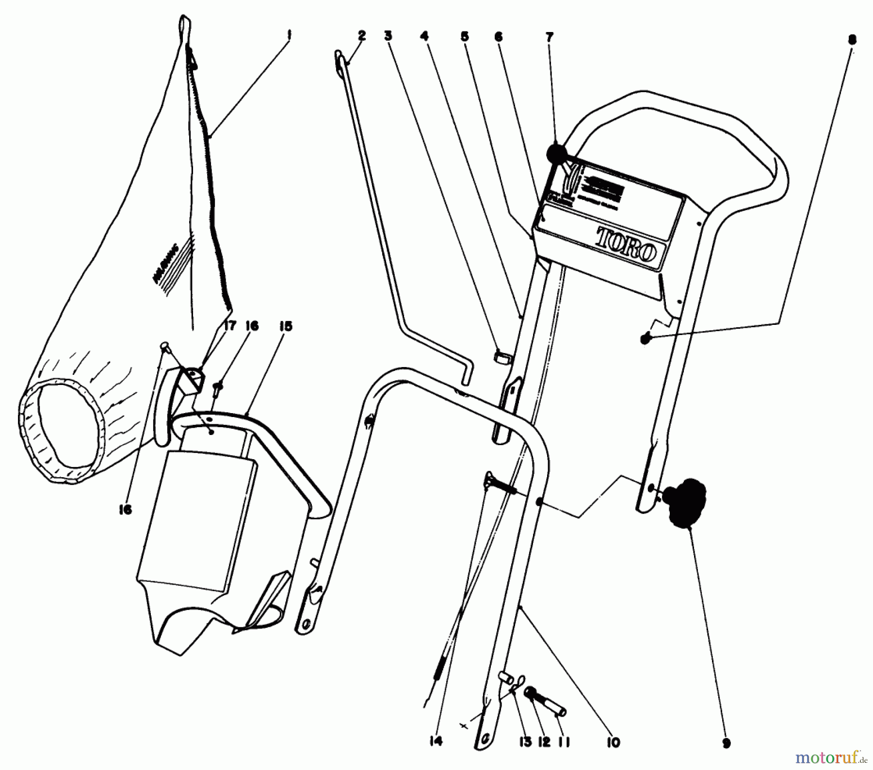  Toro Neu Mowers, Walk-Behind Seite 2 21500 - Toro Guardian Lawnmower, 1976 (6000001-6999999) HANDLE ASSEMBLY