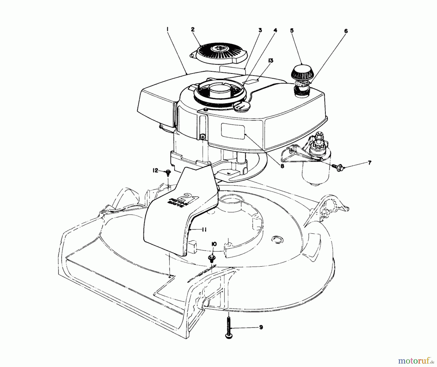  Toro Neu Mowers, Walk-Behind Seite 2 21711 - Toro Guardian Lawnmower, 1974 (4000001-4999999) ENGINE ASSEMBLY MODEL NO. 21711