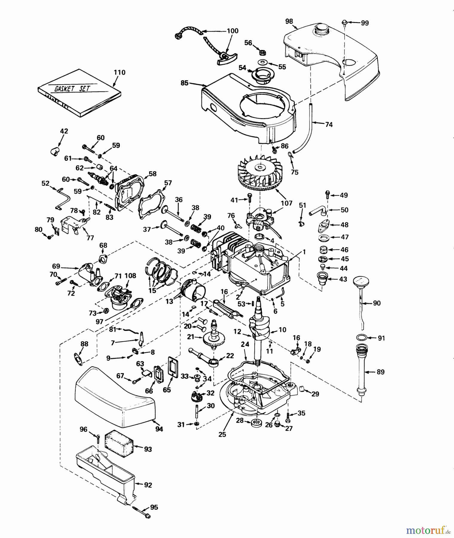 Toro Neu Mowers, Walk-Behind Seite 2 21610 - Toro Guardian Lawnmower, 1974 (4000001-4999999) ENGINE MODEL TNT100-10041 (MOWER MODEL NO. 21711)
