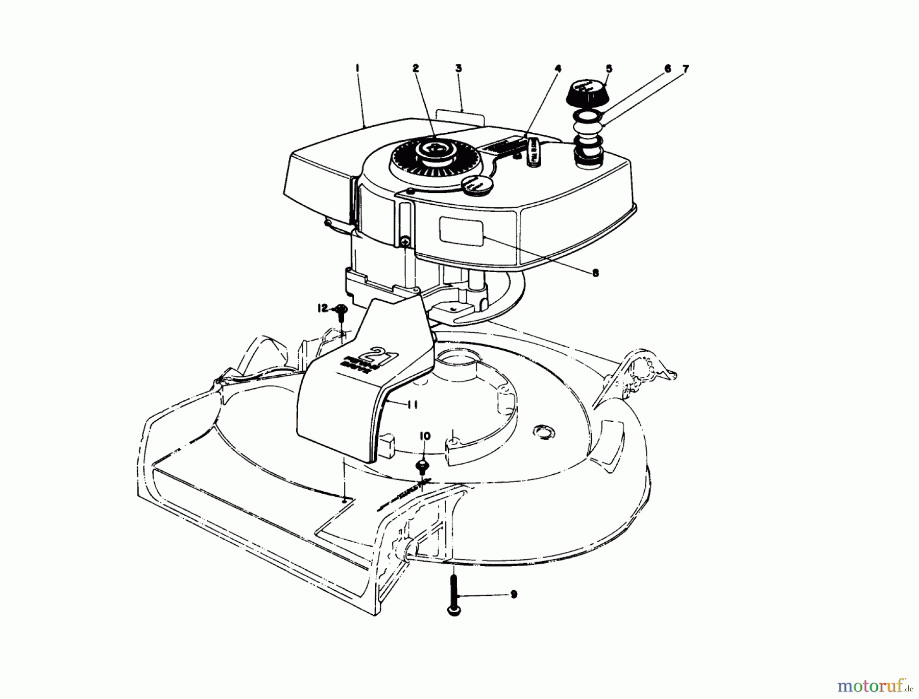  Toro Neu Mowers, Walk-Behind Seite 2 21610 - Toro Guardian Lawnmower, 1976 (6000001-6999999) ENGINE ASSEMBLY MODEL NO. 21610