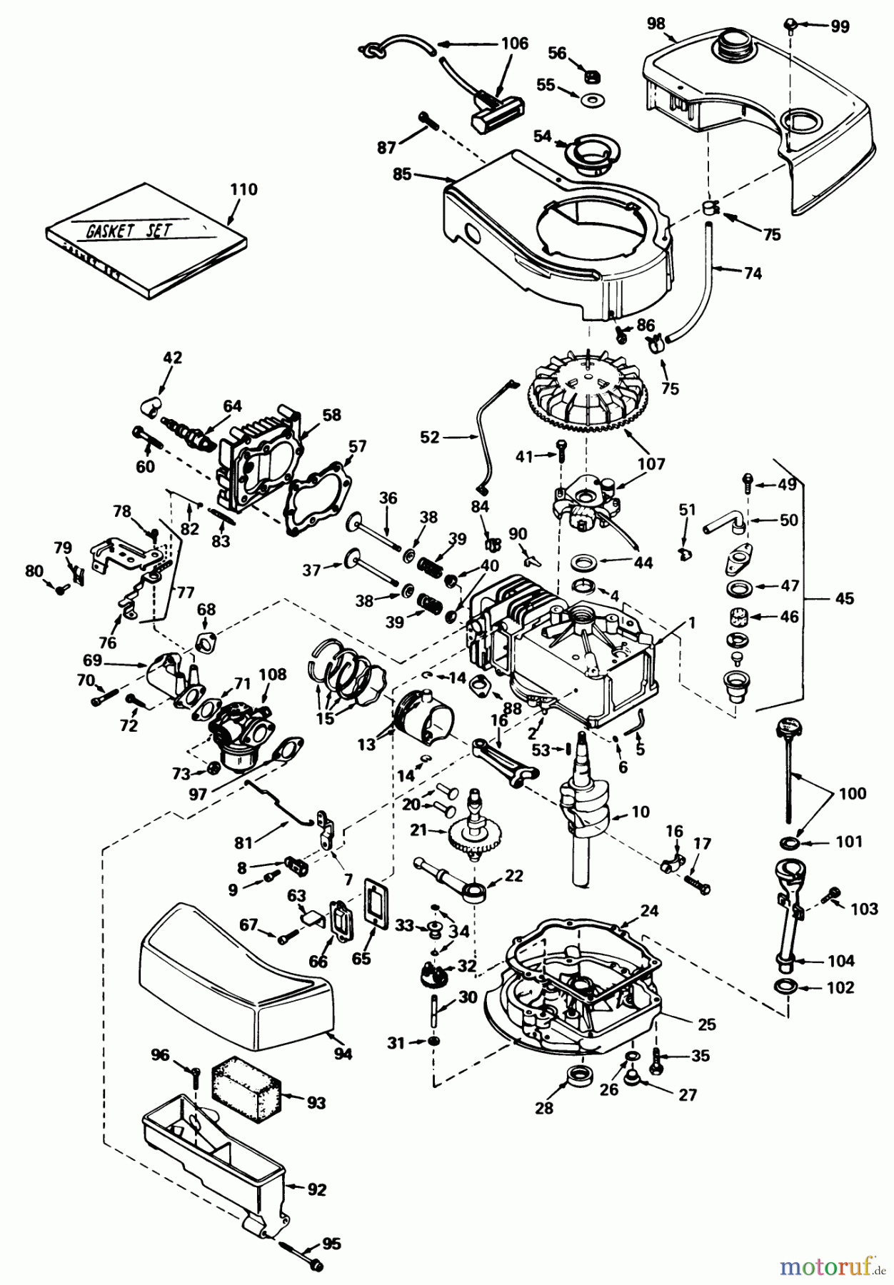 Toro Neu Mowers, Walk-Behind Seite 2 21658 - Toro Whirlwind II Deluxe, 1978 (8000001-8999999) ENGINE TECUMSEH MODEL NO. TNT 100-10056A (MOWER MODEL NO. 21738) #2