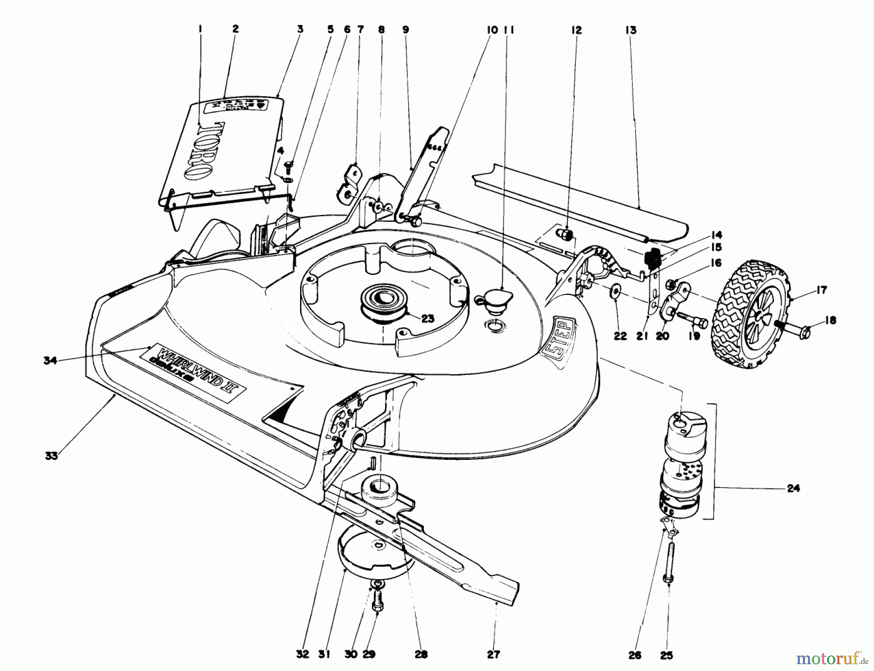 Toro Neu Mowers, Walk-Behind Seite 2 21658 - Toro Whirlwind II Deluxe, 1978 (8000001-8999999) HOUSING ASSEMBLY