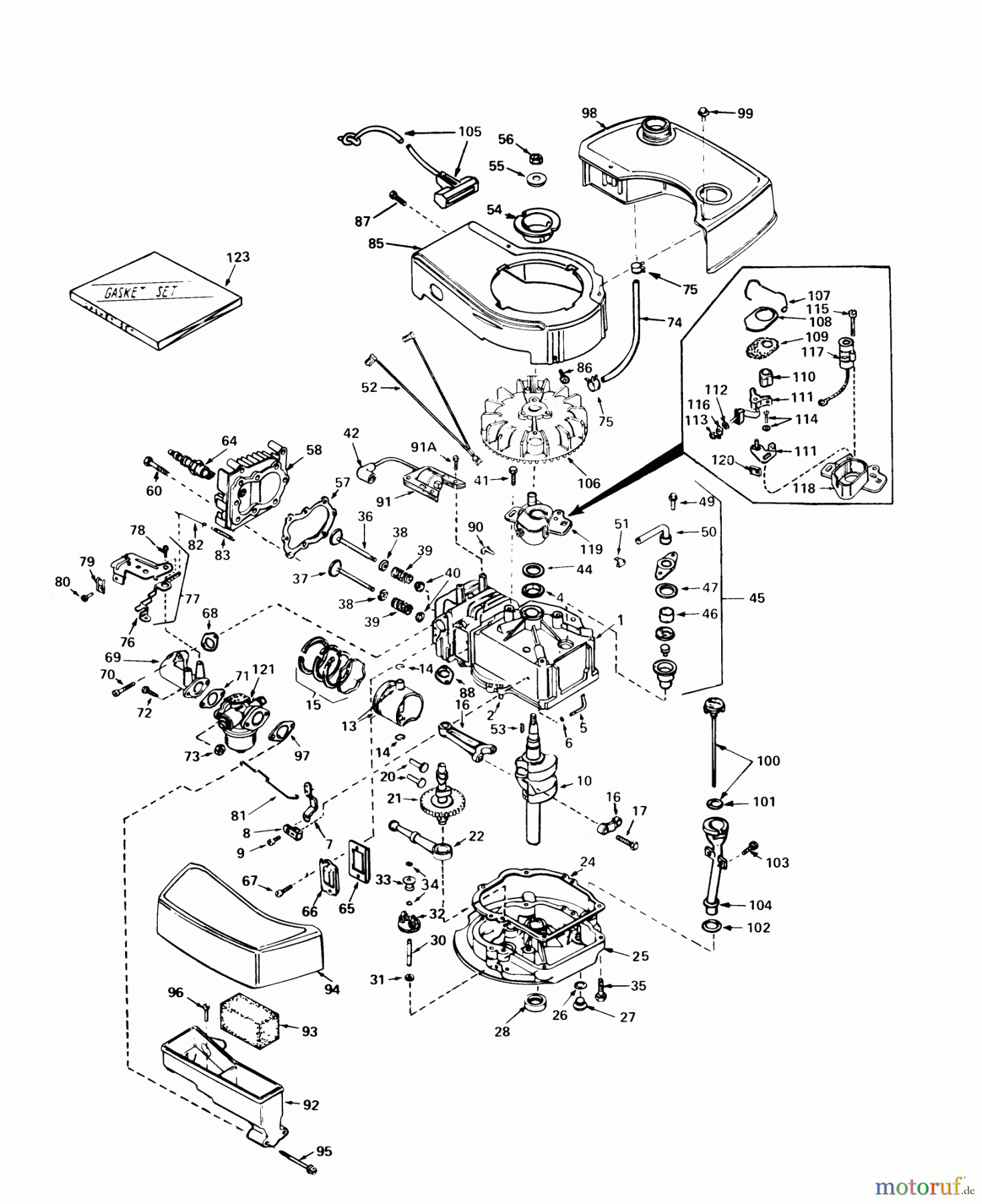 Toro Neu Mowers, Walk-Behind Seite 2 21738 - Toro Whirlwind Lawnmower, 1979 (9000001-9999999) ENGINE TECUMSEH MODEL NO. TNT 100-10056C