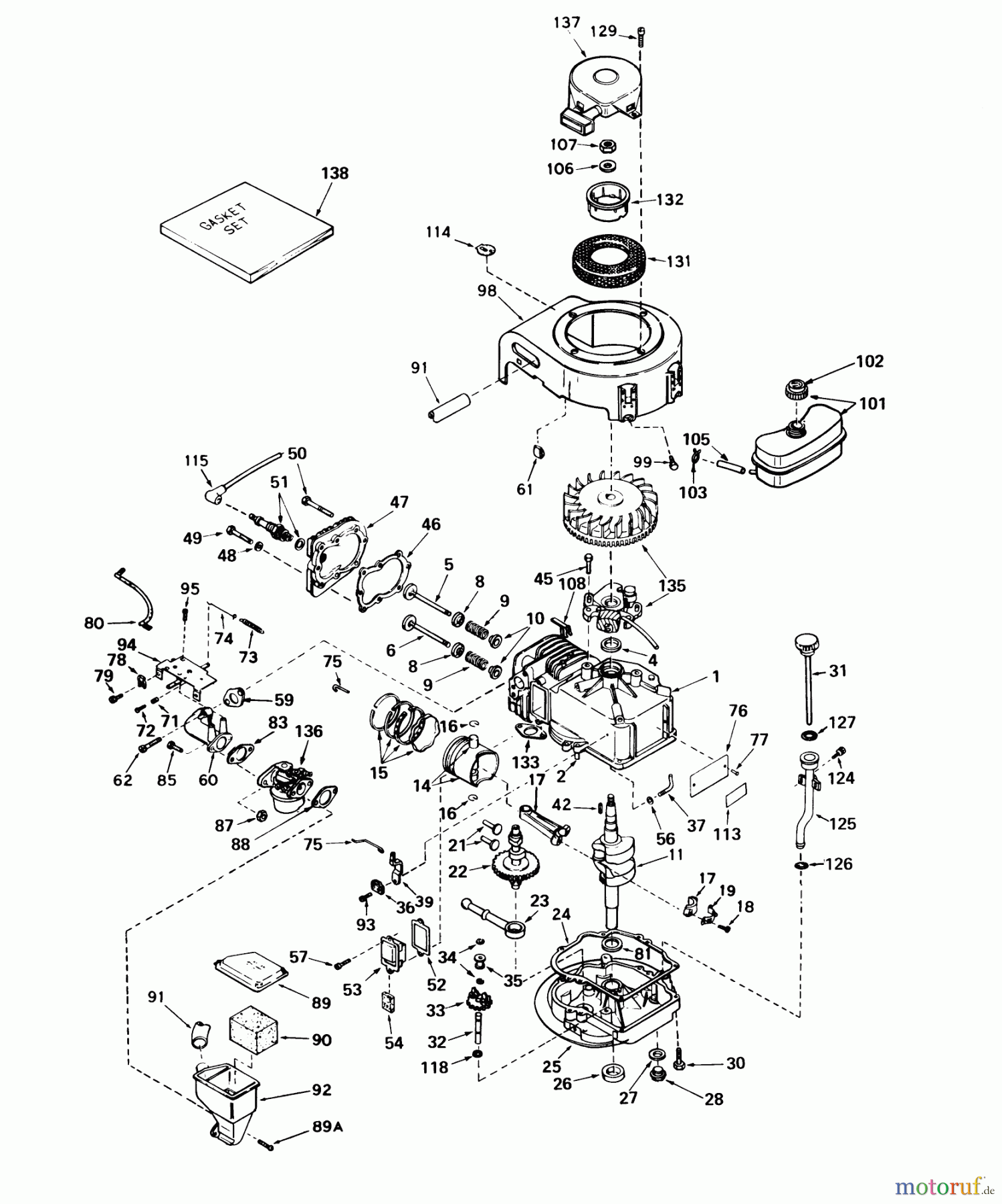  Toro Neu Mowers, Walk-Behind Seite 2 21900 - Toro Whirlwind Lawnmower, 1973 (3000001-3999999) ENGINE TECUMSEH MODEL LAV40-50329C
