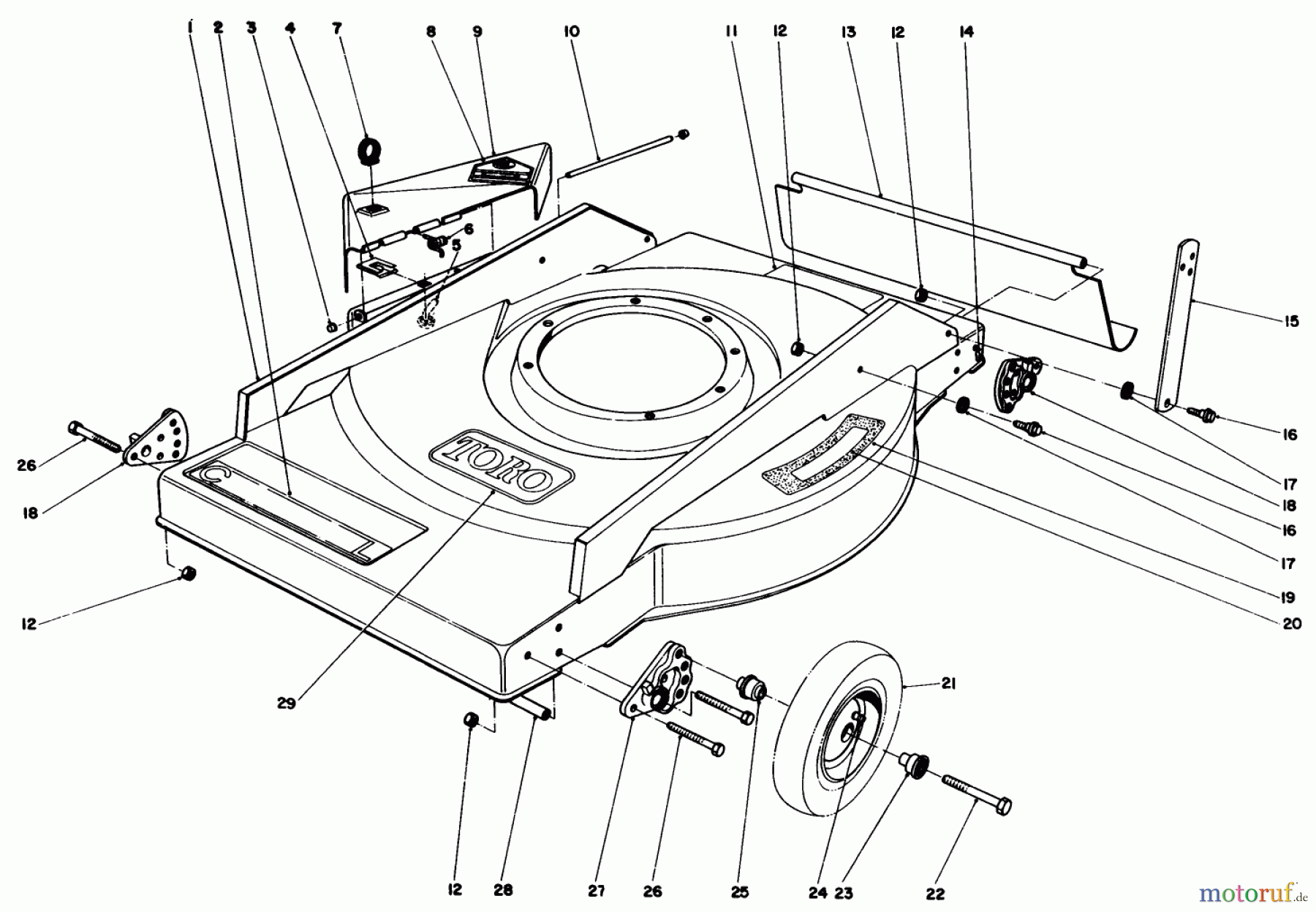 Toro Neu Mowers, Walk-Behind Seite 2 22005 - Toro Lawnmower, 1984 (4000001-4999999) MOWER HOUSING ASSEMBLY