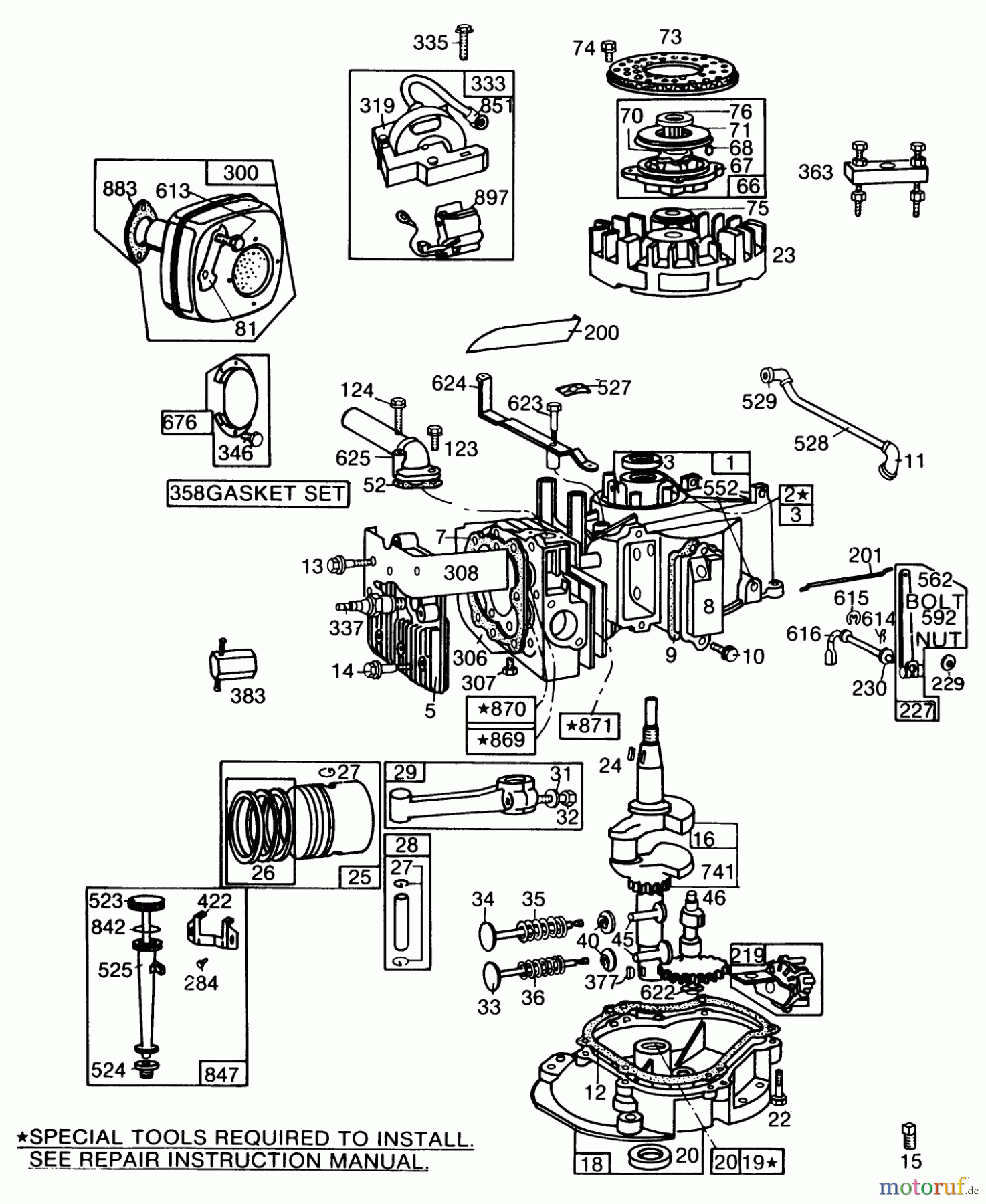 Toro Neu Mowers, Walk-Behind Seite 2 22005 - Toro Lawnmower, 1985 (5000001-5999999) ENGINE BRIGGS & STRATTON MODEL NO. 130902 TYPE 1200-01 #1