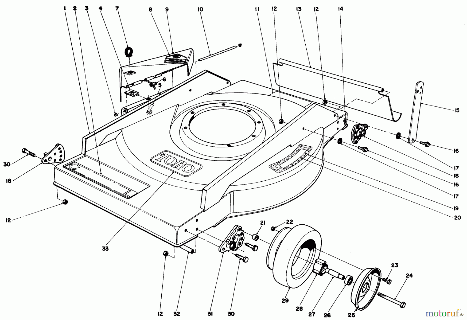  Toro Neu Mowers, Walk-Behind Seite 2 22005 - Toro Lawnmower, 1989 (9000001-9999999) MOWER HOUSING ASSEMBLY