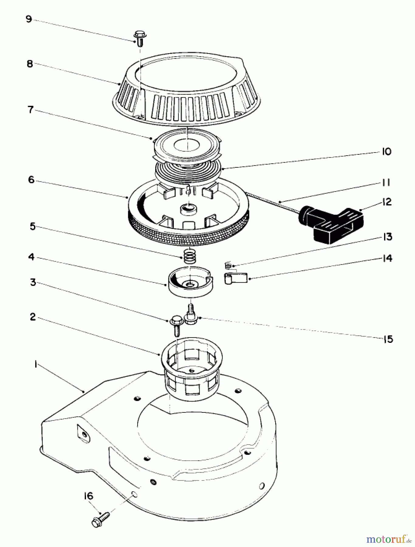  Toro Neu Mowers, Walk-Behind Seite 2 22025 - Toro Lawnmower, 1984 (4000001-4999999) RECOIL STARTER ASSEMBLY