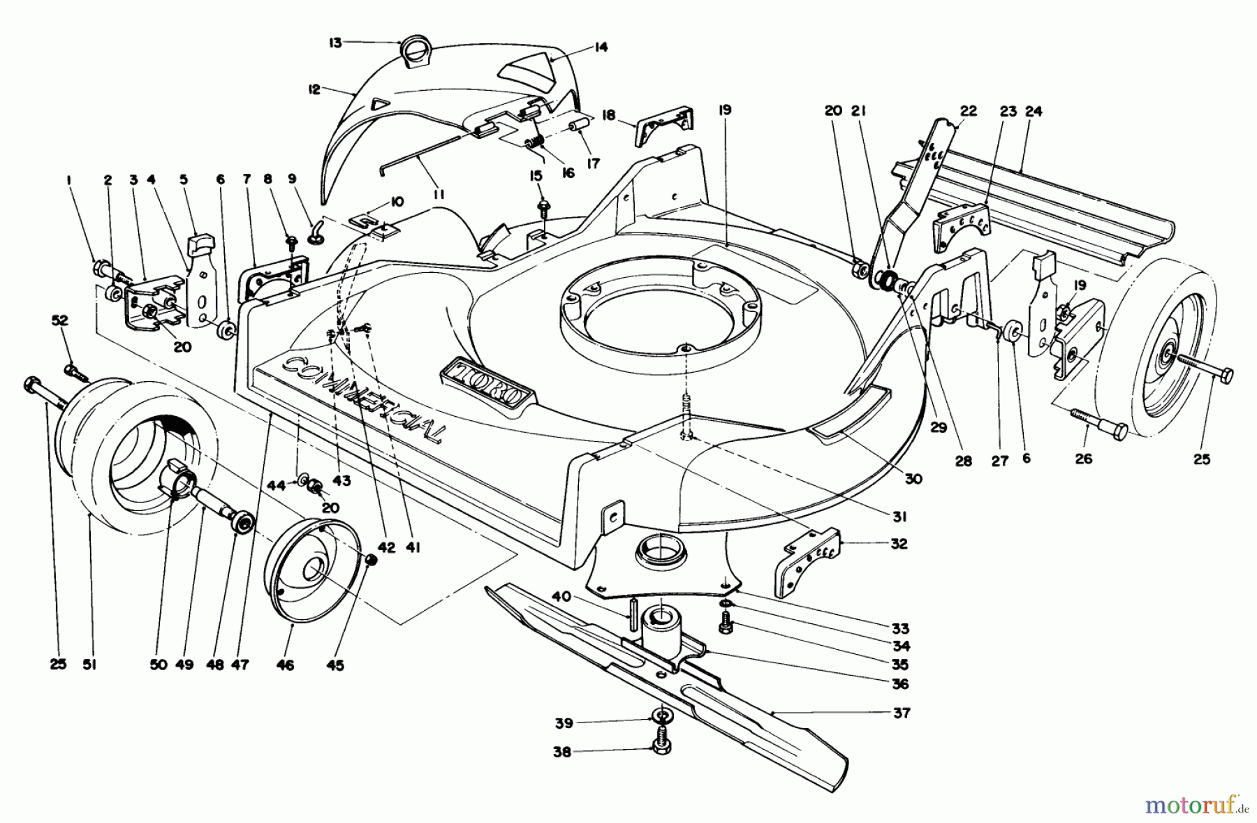  Toro Neu Mowers, Walk-Behind Seite 2 22025 - Toro Lawnmower, 1990 (0000001-0999999) HOUSING & WHEEL ASSEMBLY