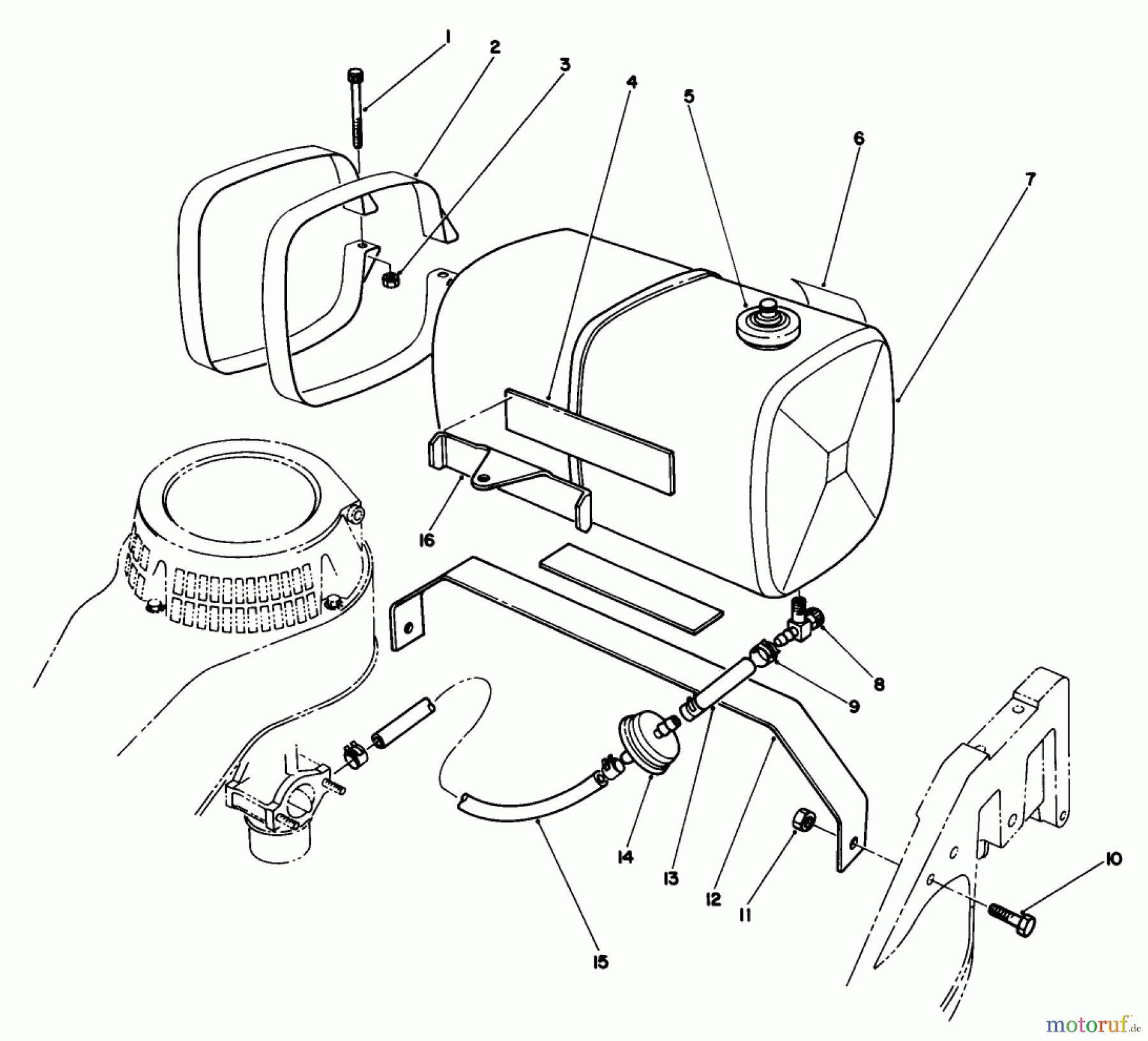Toro Neu Mowers, Walk-Behind Seite 2 22025C - Toro Lawnmower, 1987 (7000001-7999999) GAS TANK ASSEMBLY