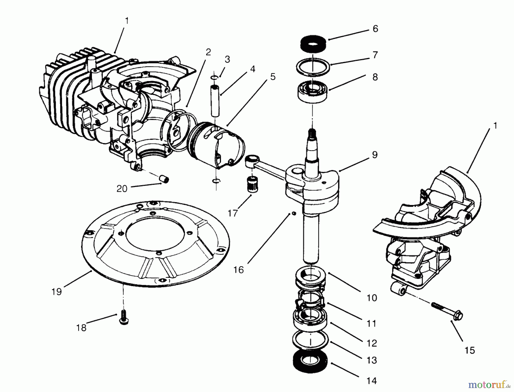 Toro Neu Mowers, Walk-Behind Seite 2 22026 - Toro Side Discharge Mower, 1996 (6900001-6999999) CRANKSHAFT ASSEMBLY (MODEL NO. 47PS5-3)