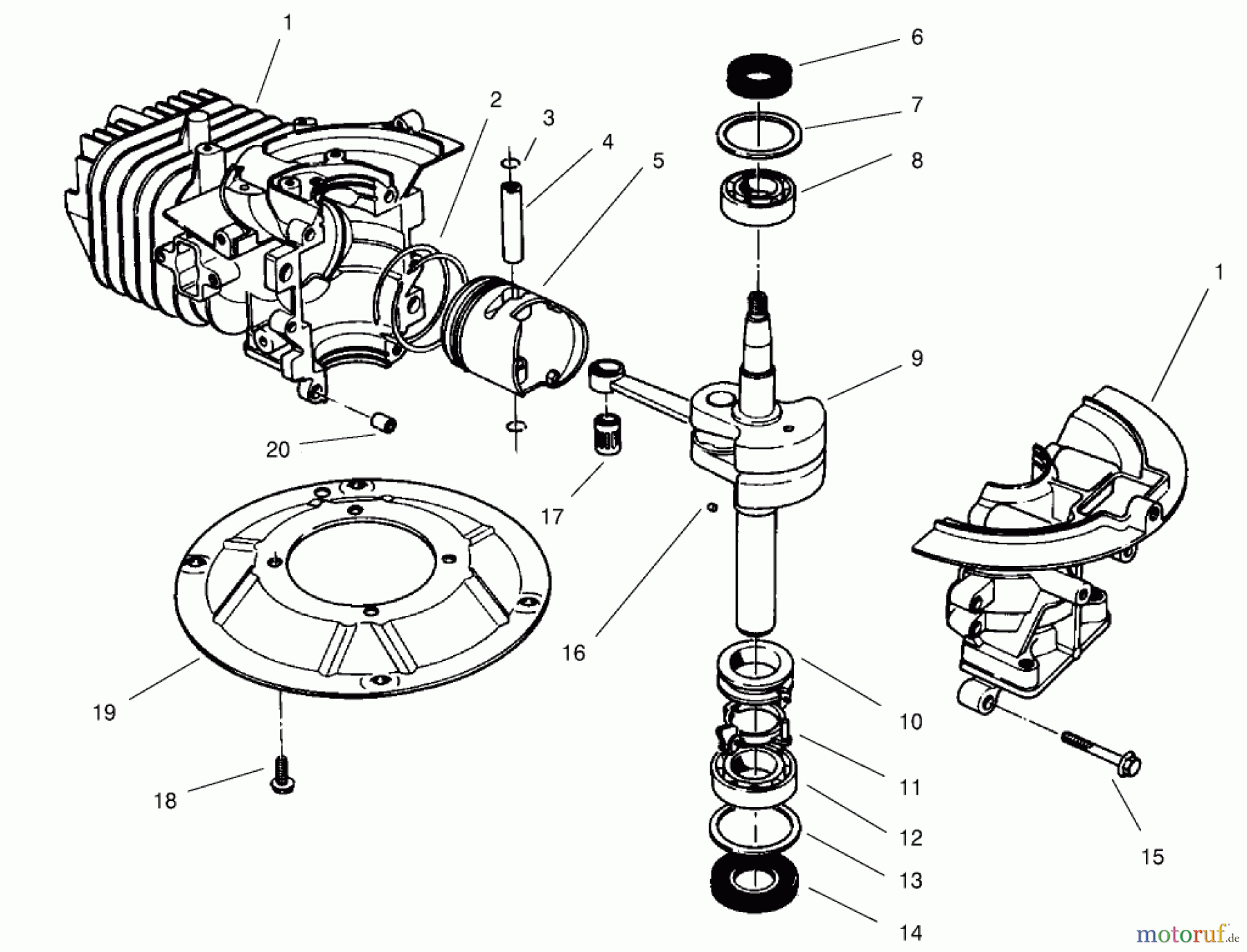 Toro Neu Mowers, Walk-Behind Seite 2 22026 - Toro Side Discharge Mower, 2000 (200000001-200999999) CRANKSHAFT ASSEMBLY (MODEL NO. 48PW)