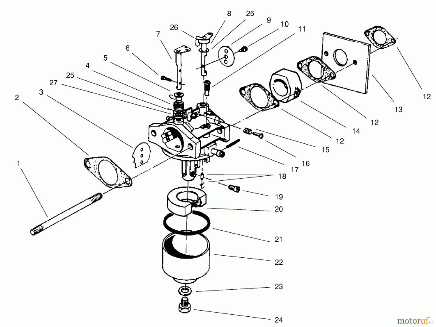 Toro Neu Mowers, Walk-Behind Seite 2 22026 - Toro Side Discharge Mower, 2001 (210000001-210999999) CARBURETOR ASSEMBLY