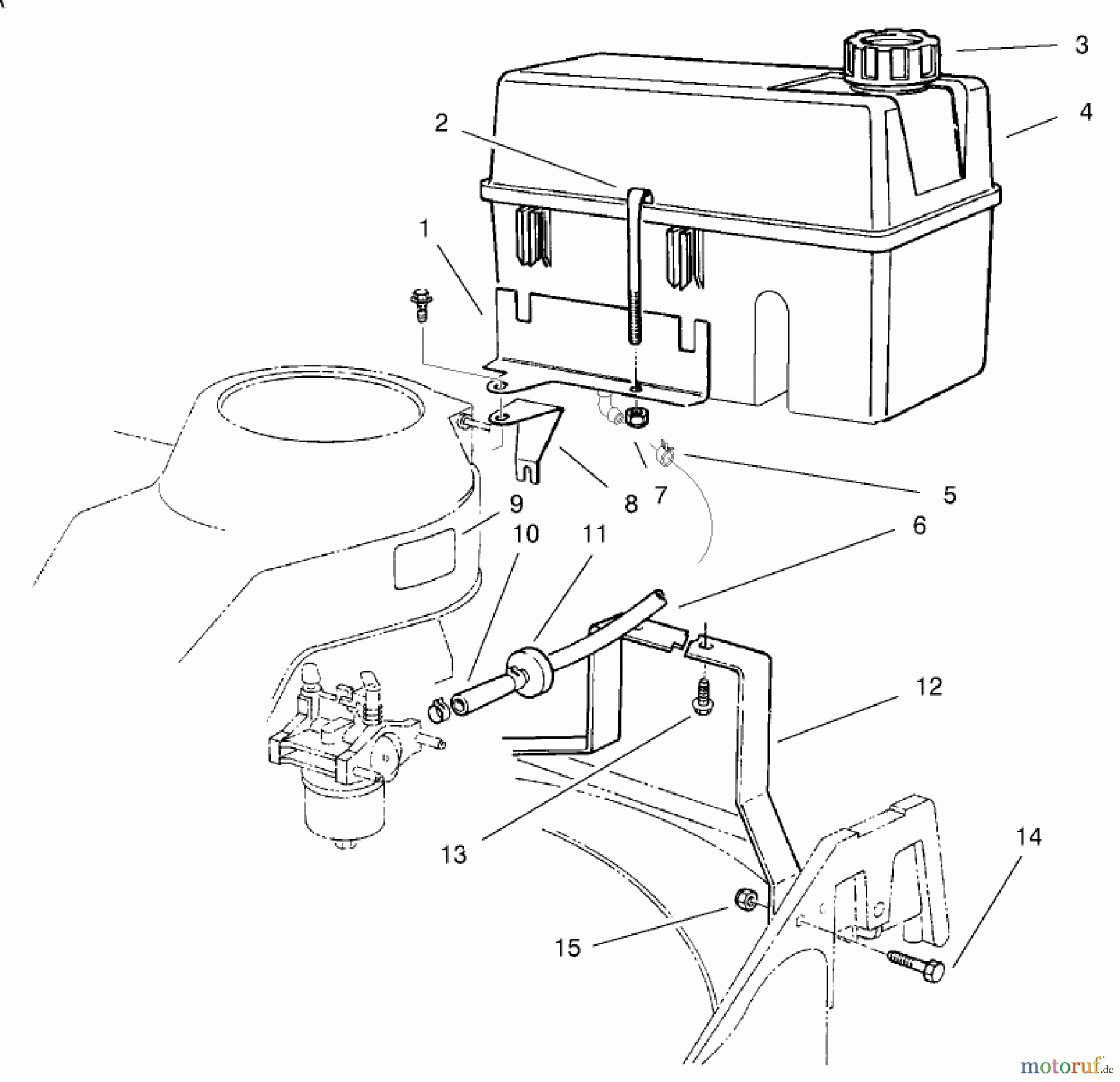 Toro Neu Mowers, Walk-Behind Seite 2 22026 - Toro Side Discharge Mower, 2001 (210000001-210999999) FUEL TANK ASSEMBLY