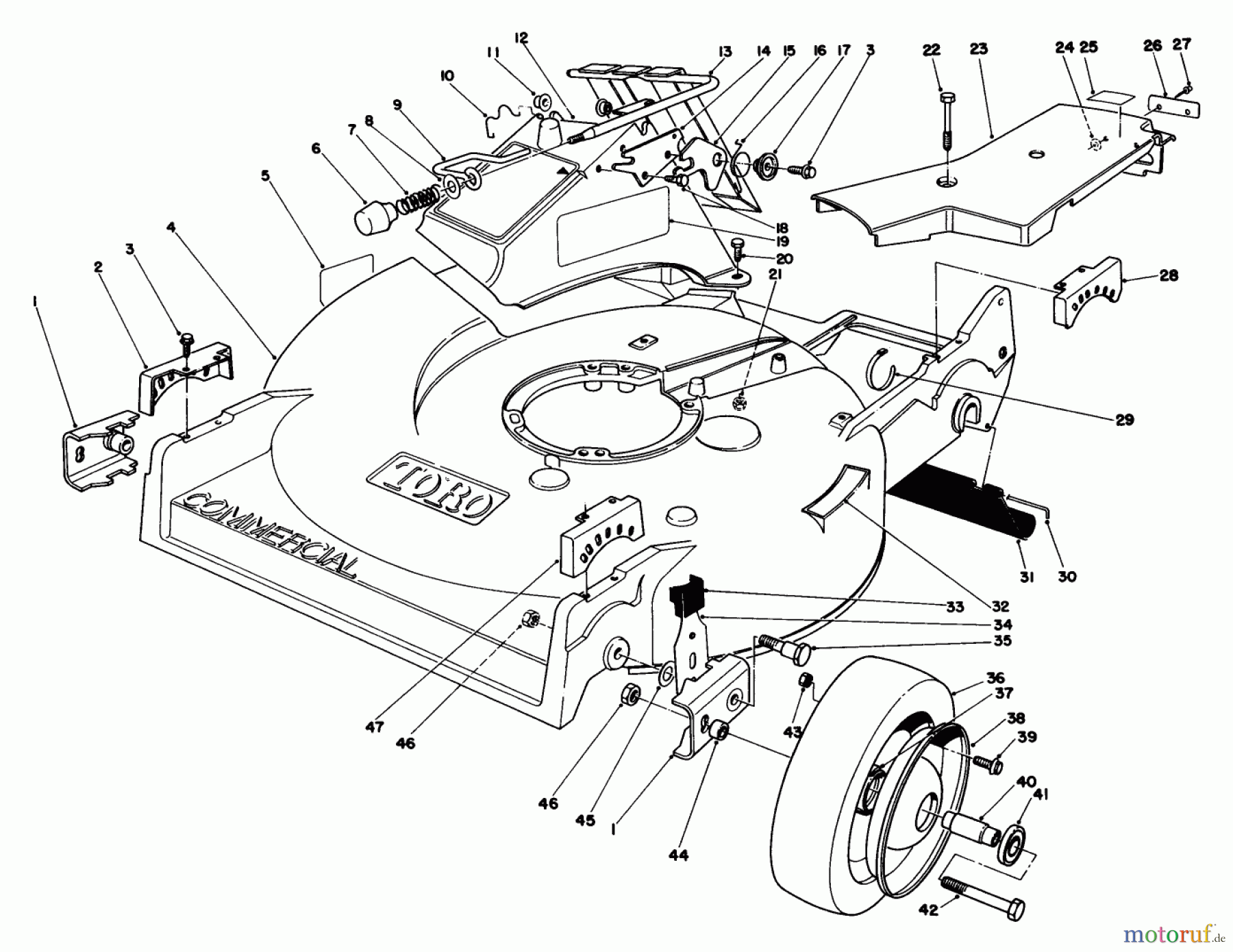  Toro Neu Mowers, Walk-Behind Seite 2 22030 - Toro Lawnmower, 1985 (5000001-5999999) HOUSING ASSEMBLY (MODEL 22035)
