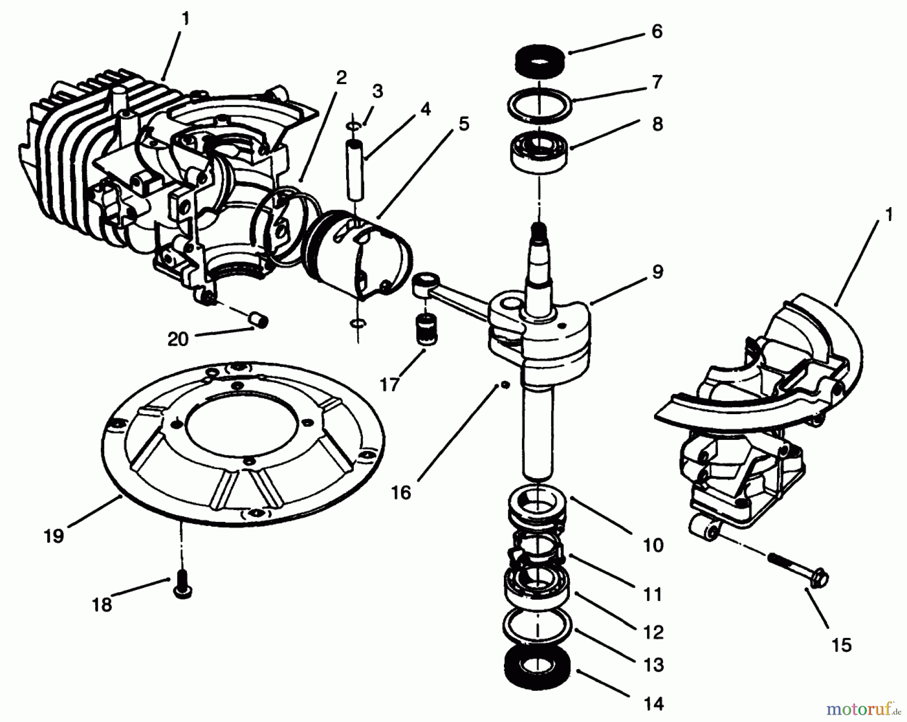 Toro Neu Mowers, Walk-Behind Seite 2 22037BC - Toro Lawnmower, 1995 (5900001-5999999) CRANKSHAFT ASSEMBLY (MODEL NO. 47PR4-3)