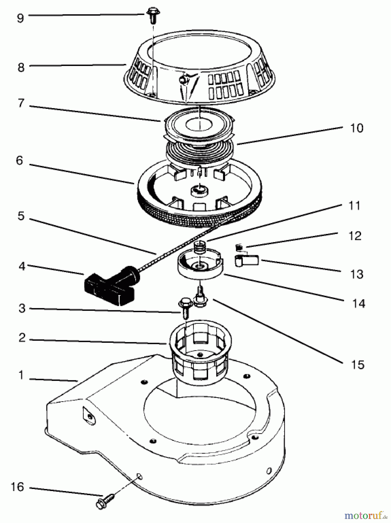Toro Neu Mowers, Walk-Behind Seite 2 22038 - Toro Lawnmower, 1997 (7900001-7999999) RECOIL ASSEMBLY (MODEL NO. 47PS5-3)(MODEL NO. 22038B)(MODEL NO. 47PT6-3)(MODEL NO. 22038)