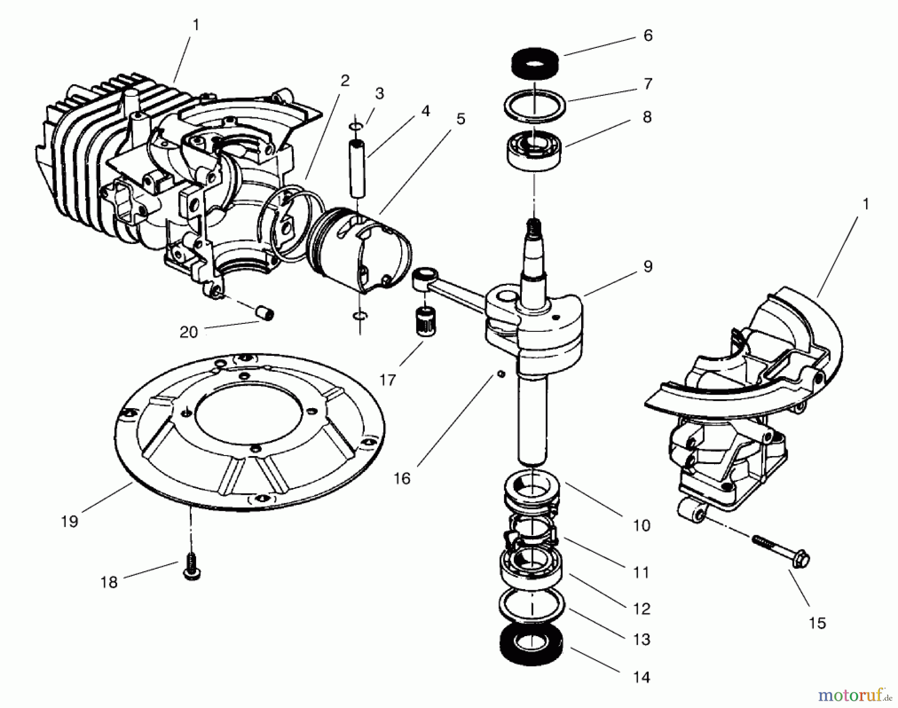  Toro Neu Mowers, Walk-Behind Seite 2 22038 - Toro Rear Bagger Mower, 1998 (8900001-8999999) CRANKSHAFT ASSEMBLY (MODEL NO. 47PT7-3)