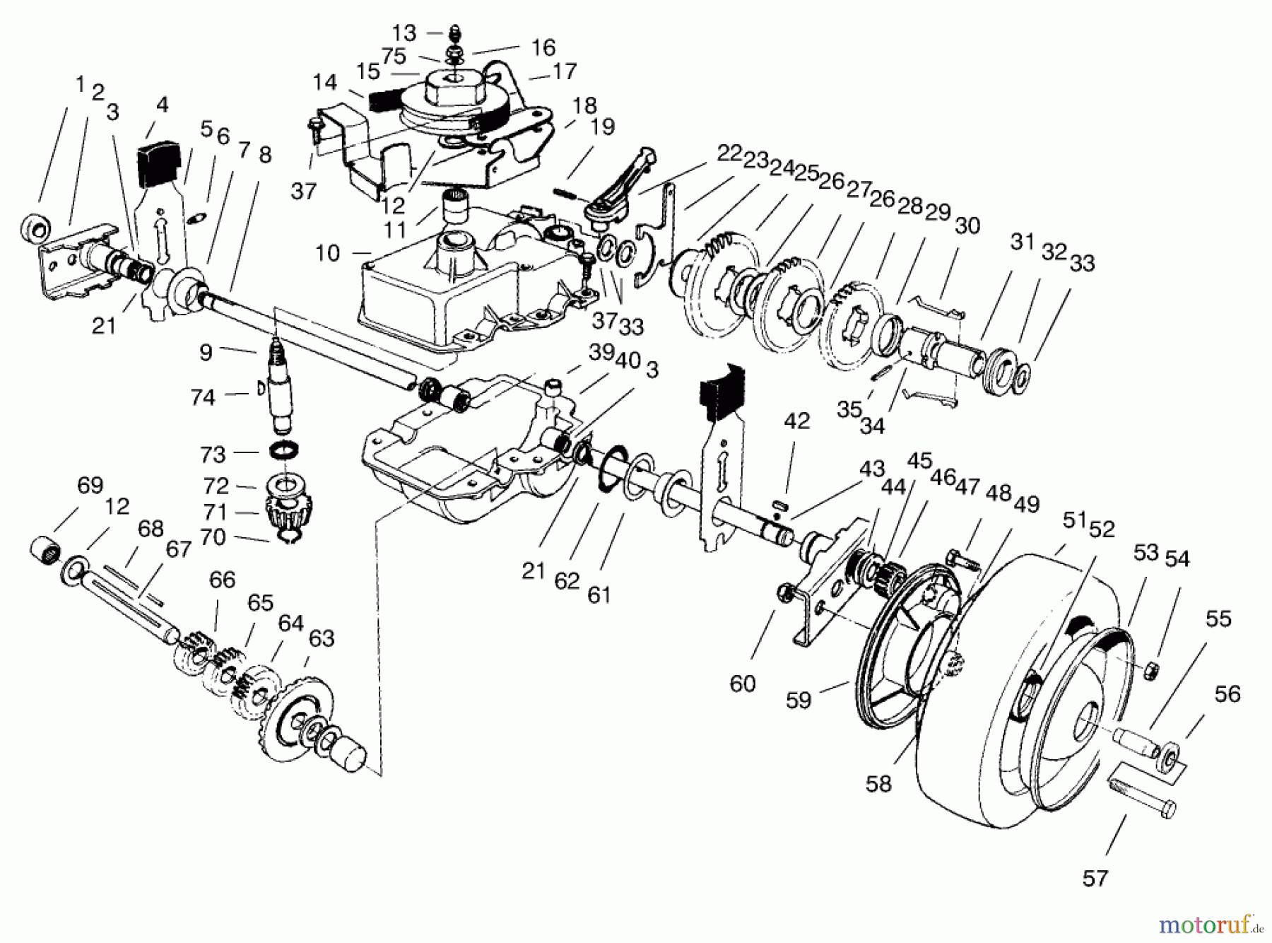  Toro Neu Mowers, Walk-Behind Seite 2 22040 - Toro Lawnmower, 1997 (7900001-7999999) GEAR CASE ASSEMBLY