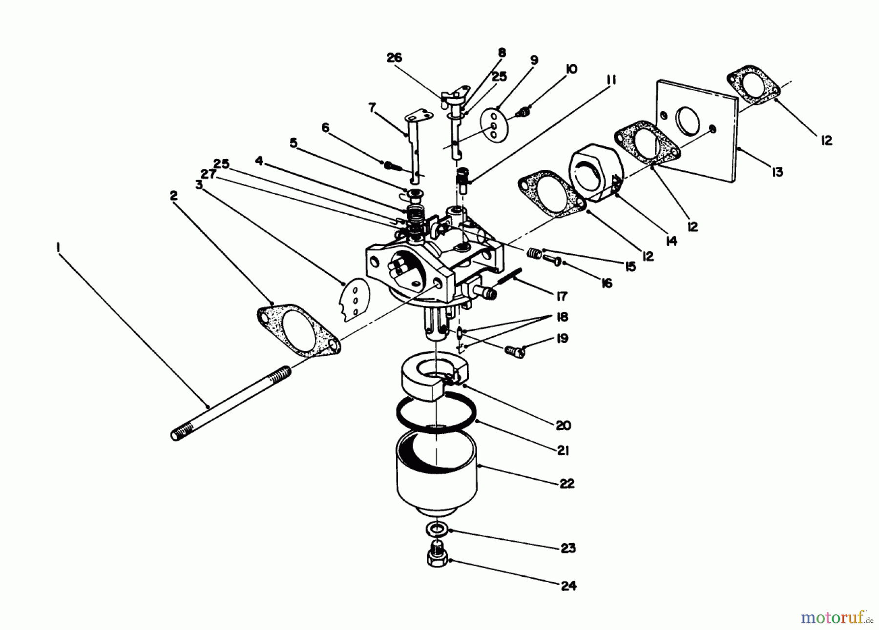  Toro Neu Mowers, Walk-Behind Seite 2 22041 - Toro Lawnmower, 1991 (1000001-1999999) CARBURETOR ASSEMBLY (MODEL NO. 47PL0-3)
