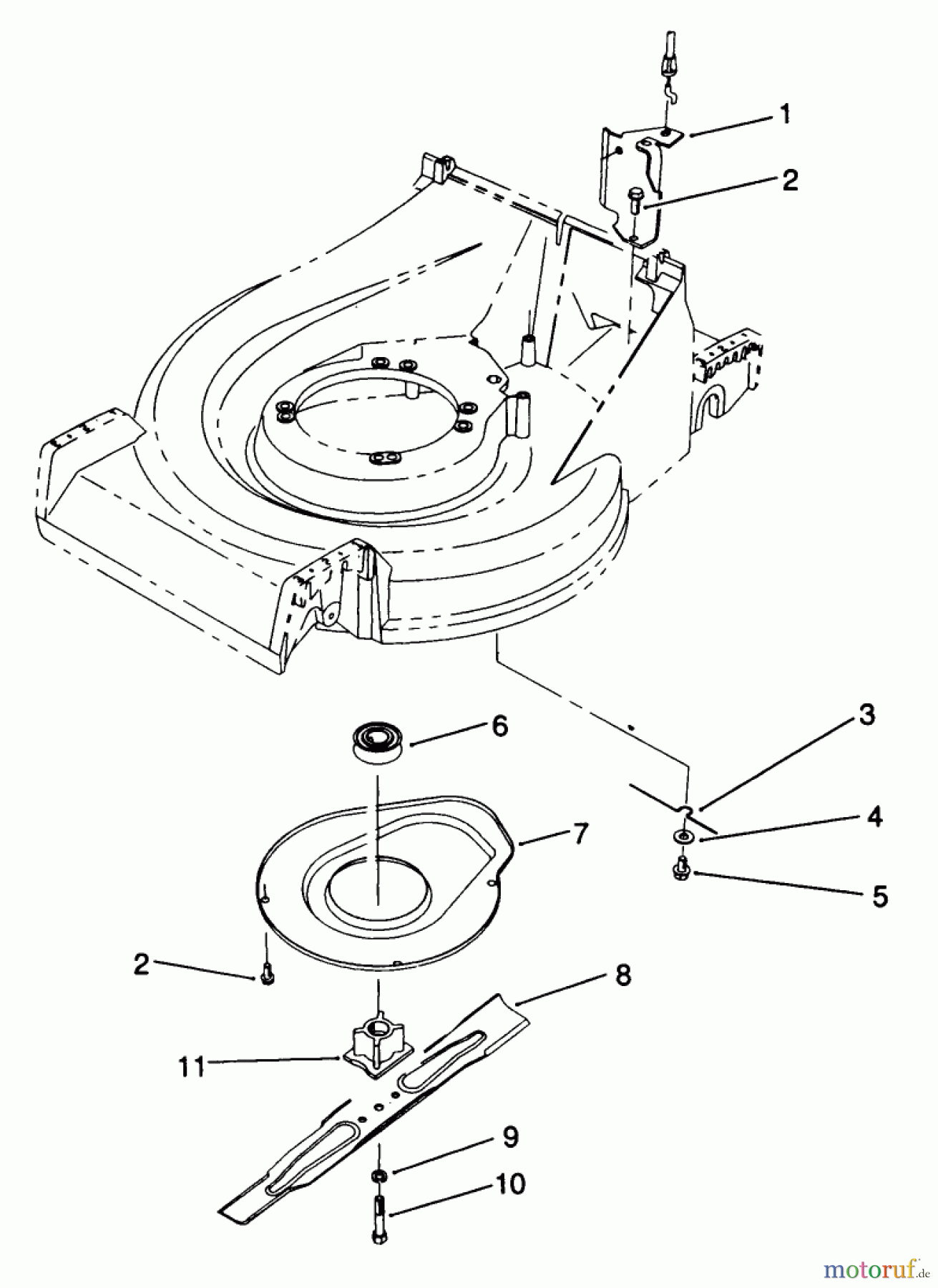  Toro Neu Mowers, Walk-Behind Seite 2 22042 - Toro Lawnmower, 1991 (1000001-1999999) BLADE & SHIELD ASSEMBLY