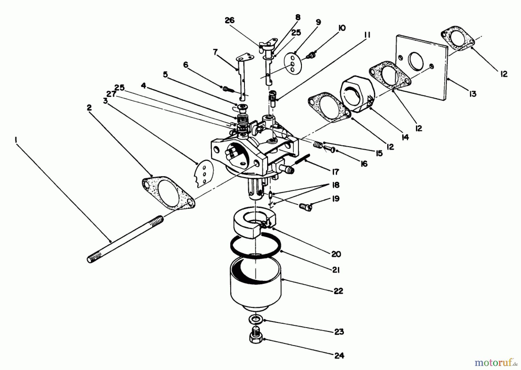  Toro Neu Mowers, Walk-Behind Seite 2 22042 - Toro Lawnmower, 1991 (1000001-1999999) CARBURETOR ASSEMBLY (MODEL NO. 47PL0-3)