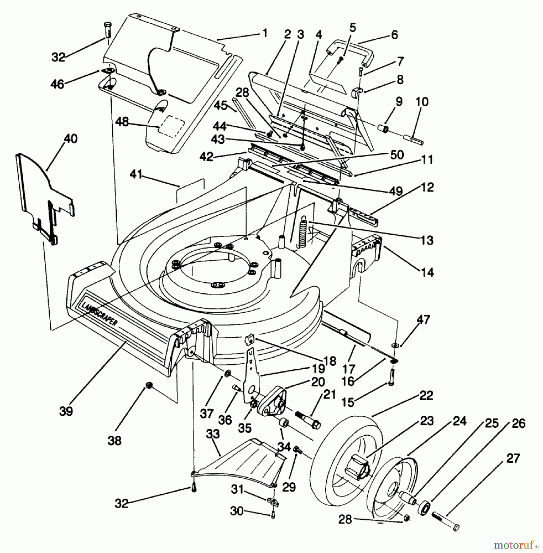 Toro Neu Mowers, Walk-Behind Seite 2 22042 - Toro Lawnmower, 1991 (1000001-1999999) HOUSING & WHEEL ASSEMBLY