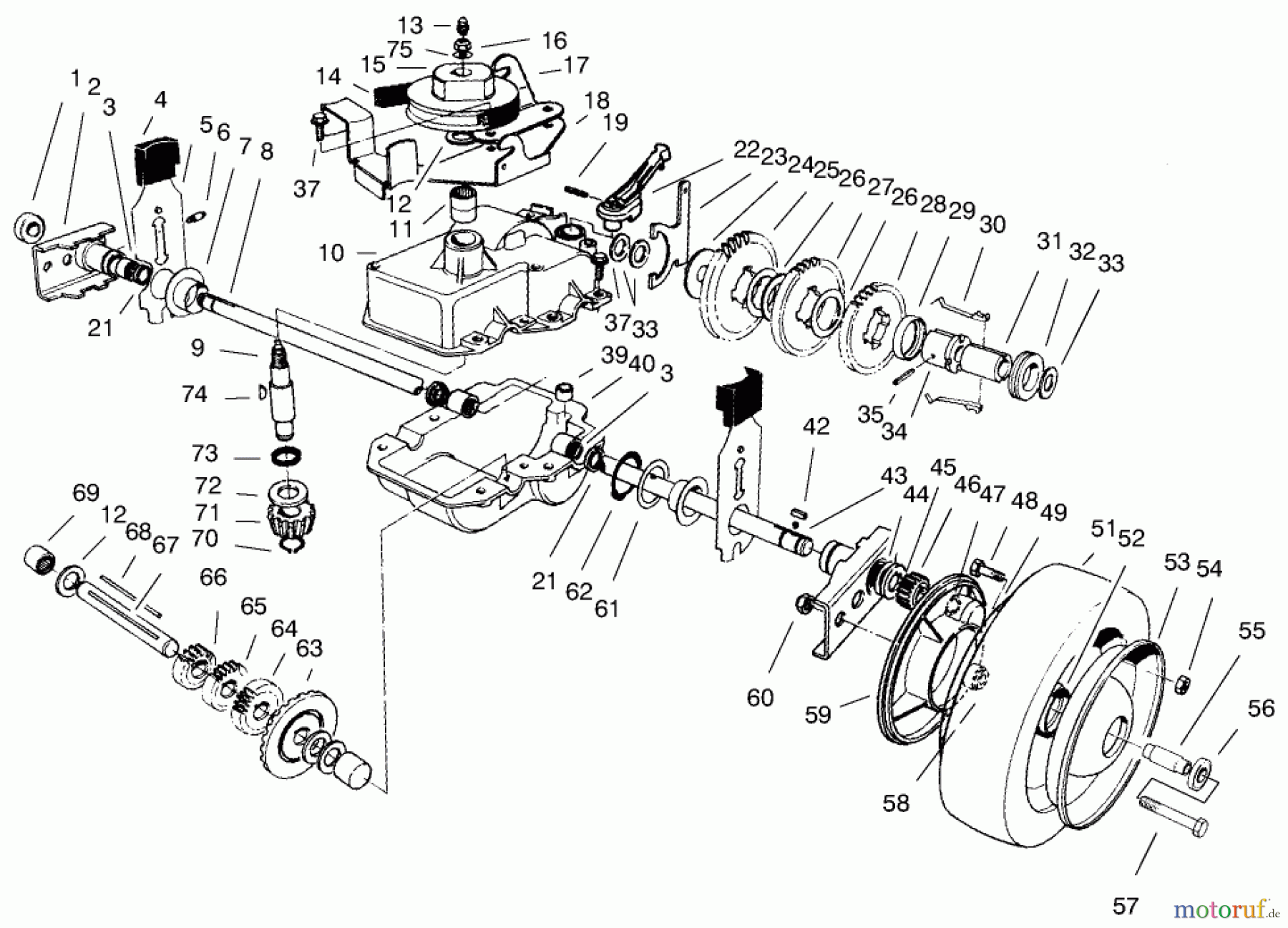 Toro Neu Mowers, Walk-Behind Seite 2 22043 - Toro Lawnmower, 1997 (7900001-7999999) GEAR CASE ASSEMBLY