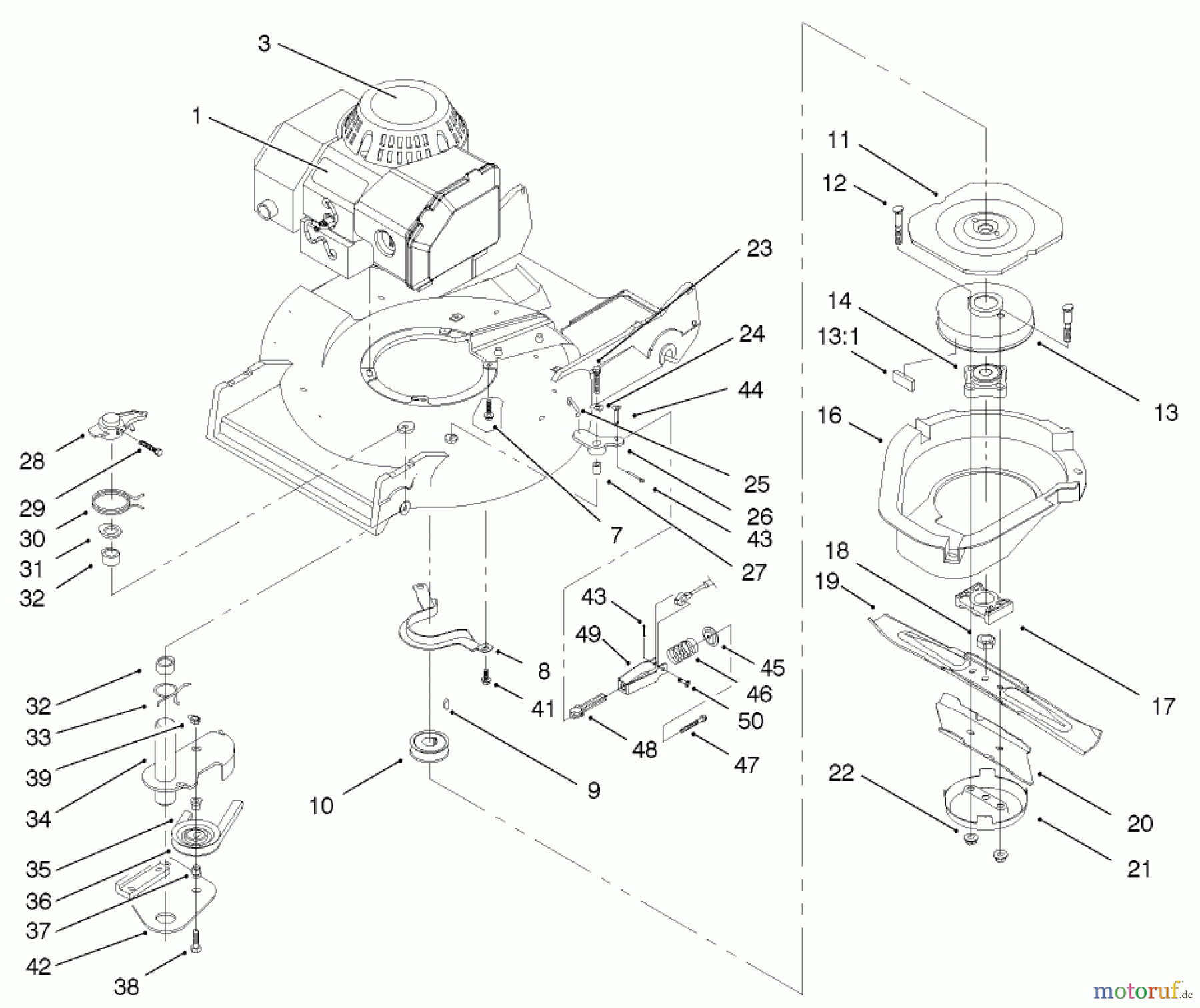  Toro Neu Mowers, Walk-Behind Seite 2 22043 - Toro Recycler Mower, 2002 (220000001-220999999) BLADE BRAKE CLUTCH ASSEMBLY