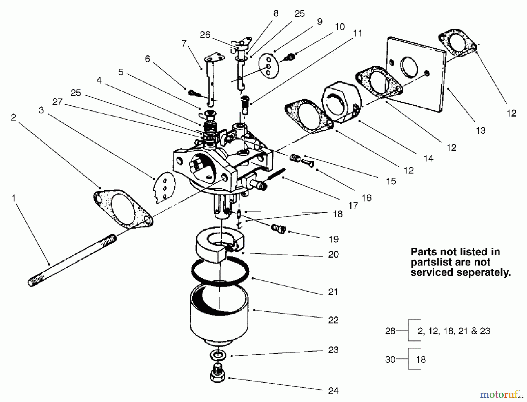  Toro Neu Mowers, Walk-Behind Seite 2 22043 - Toro Recycler Mower, 2002 (220000001-220999999) CARBURETOR ASSEMBLY